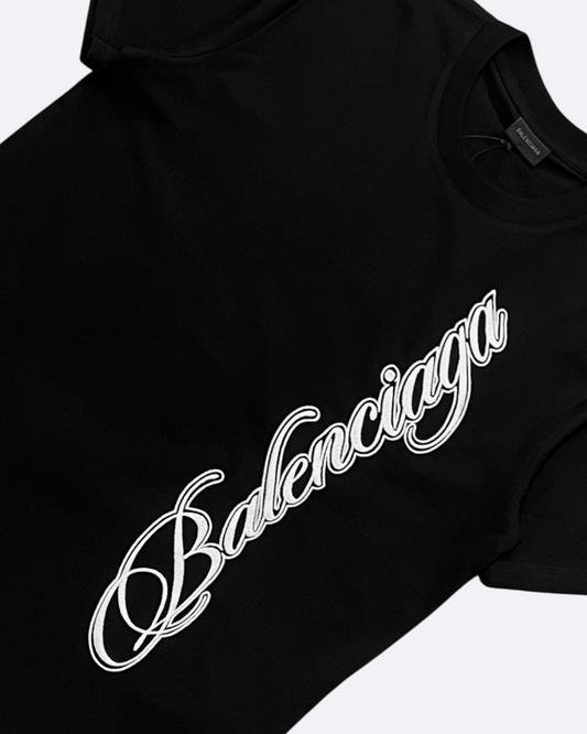 Balenciaga - Vertical Logo Embroidery T-Shirt - Black