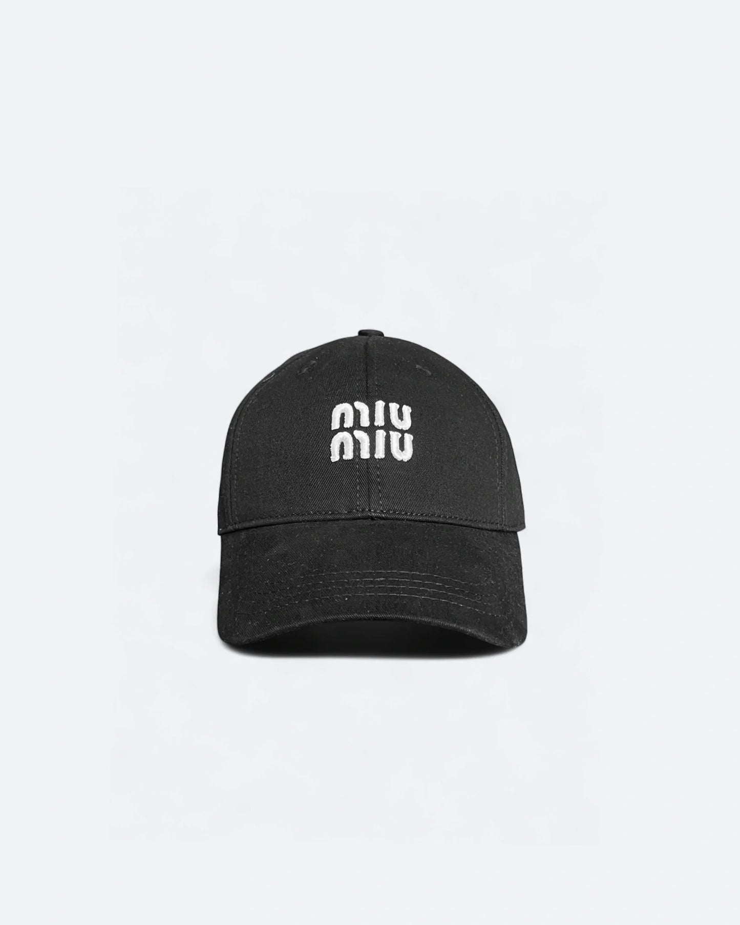 Miu Miu - White Logo Embroidery Cap - Black