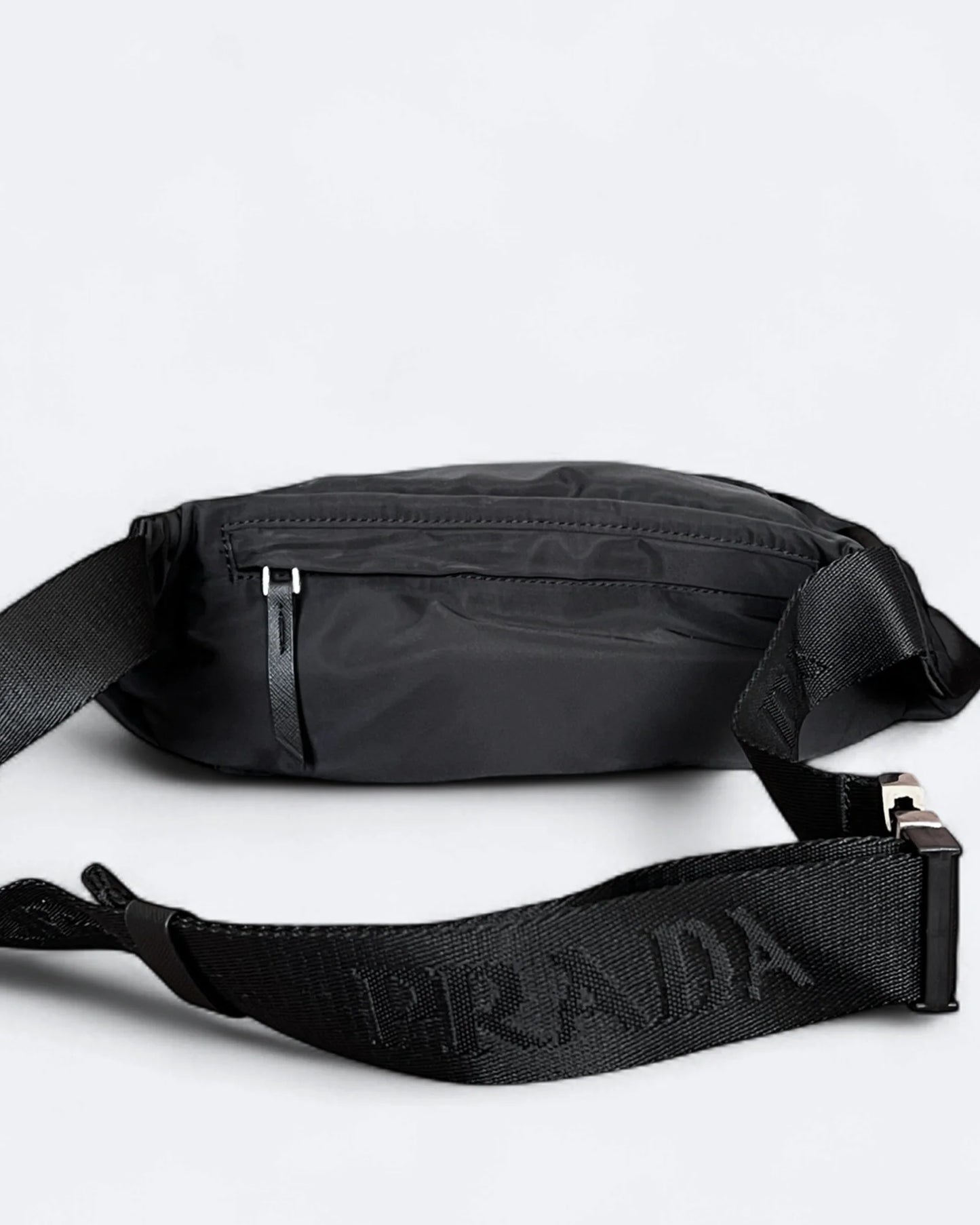 Prada - Metal Logo Crossbody Bag - Black