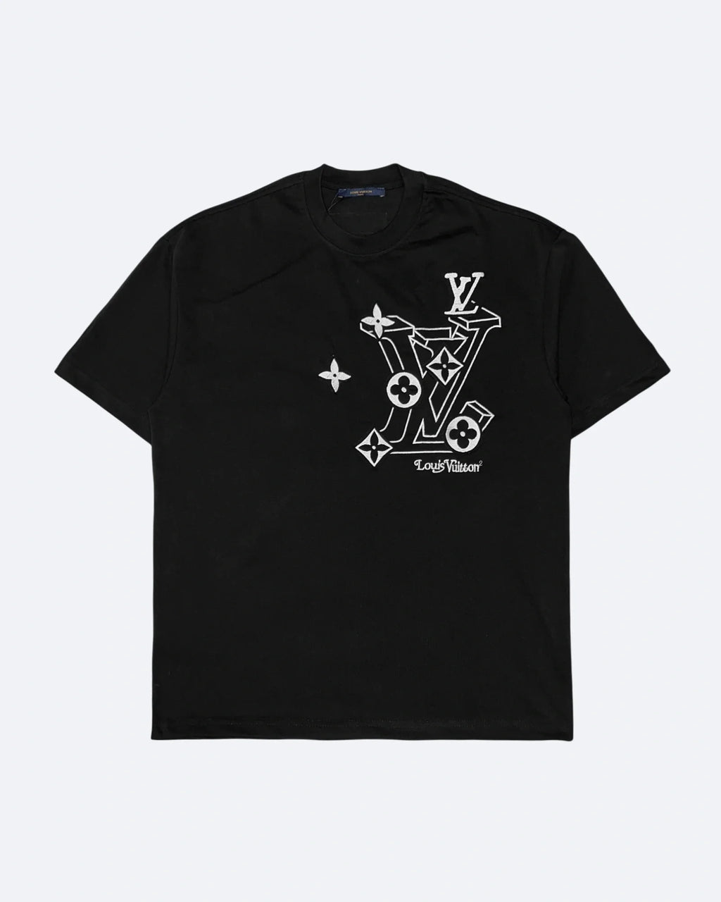 Louis Vuitton - 3D Monogram Embroidery Tričko - Černá