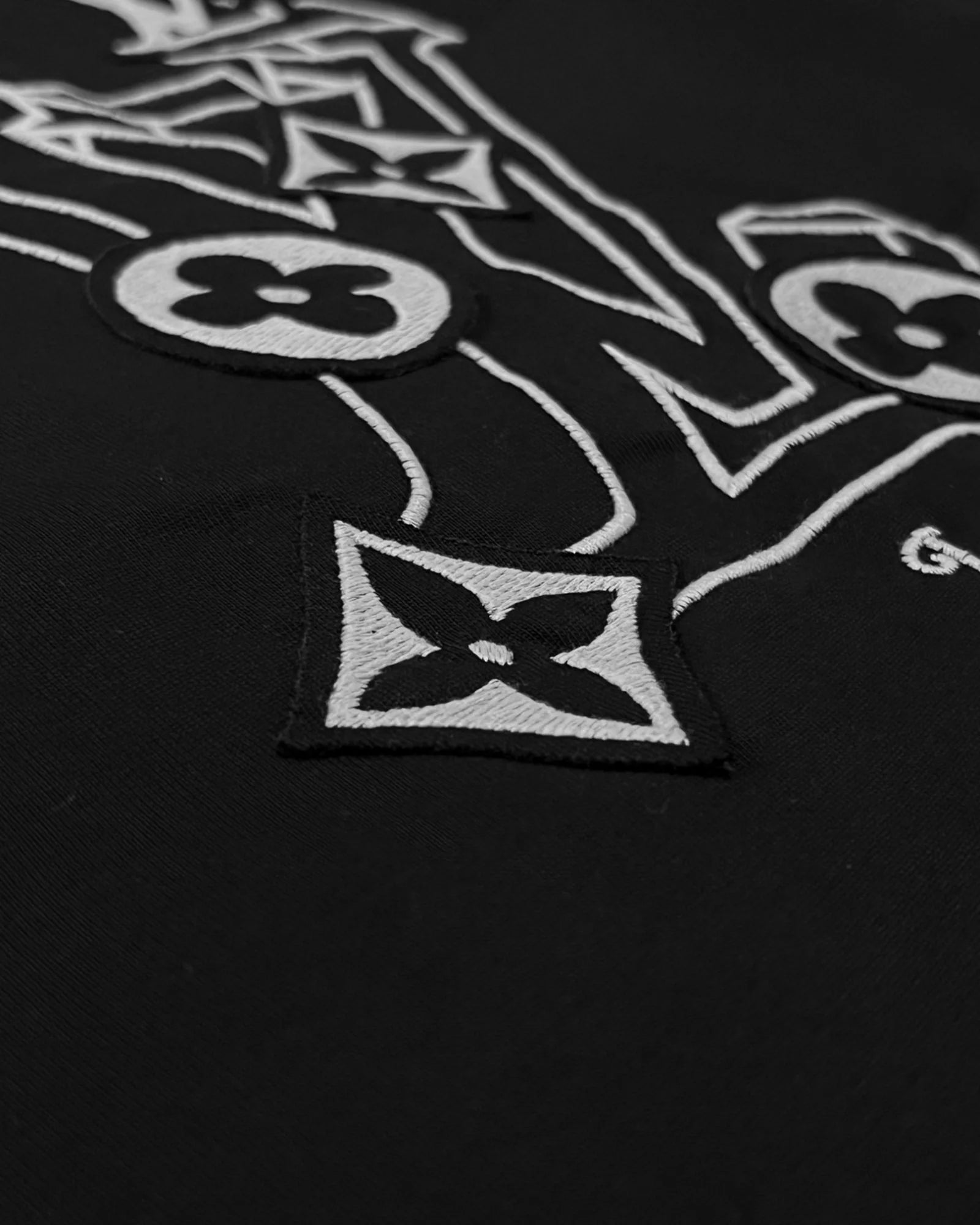 Louis Vuitton - 3D Monogram Embroidery Tričko - Černá