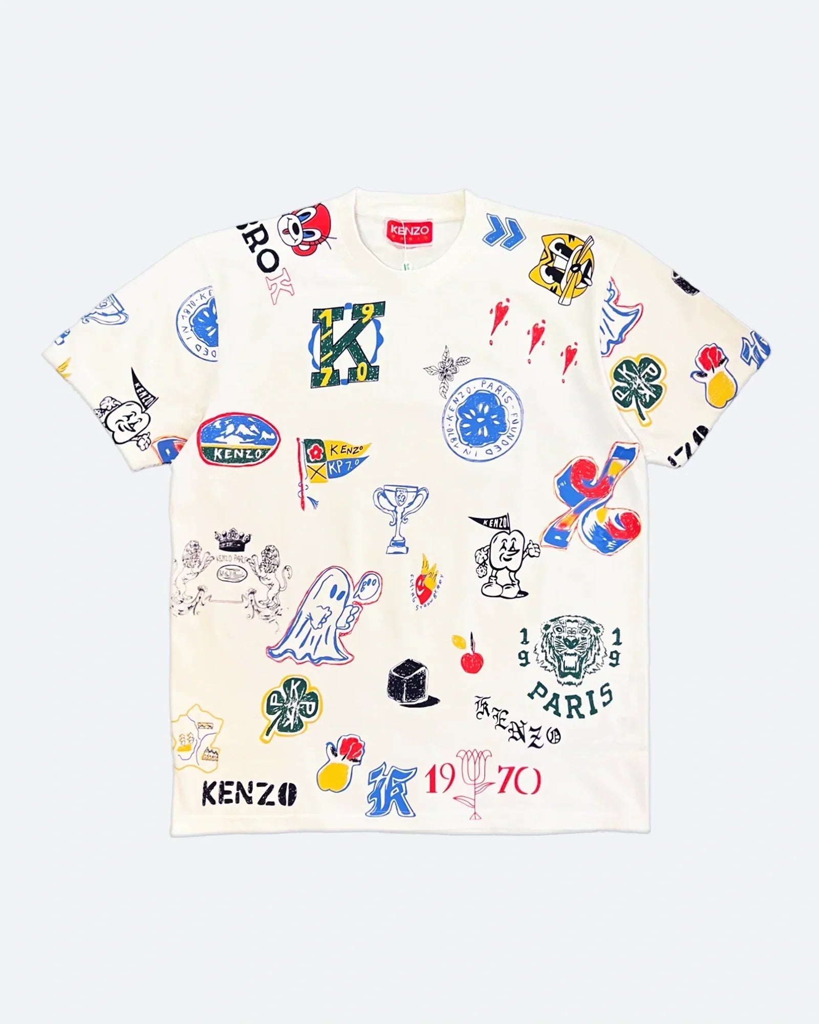 Kenzo – Tričko s texturou Varsity se vzorem – bílé