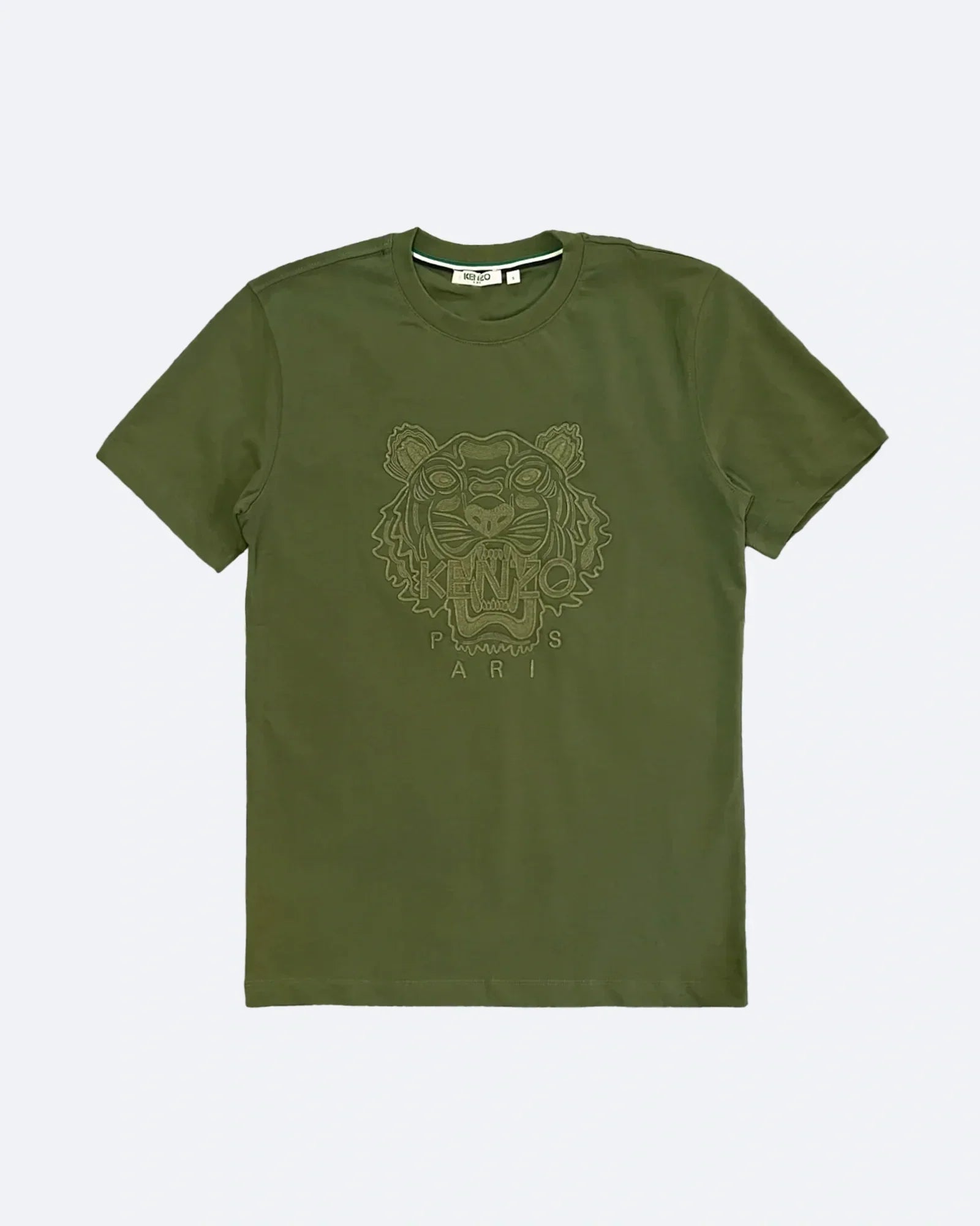 Kenzo - Vyšívané tričko s tygrem - Olivově zelená