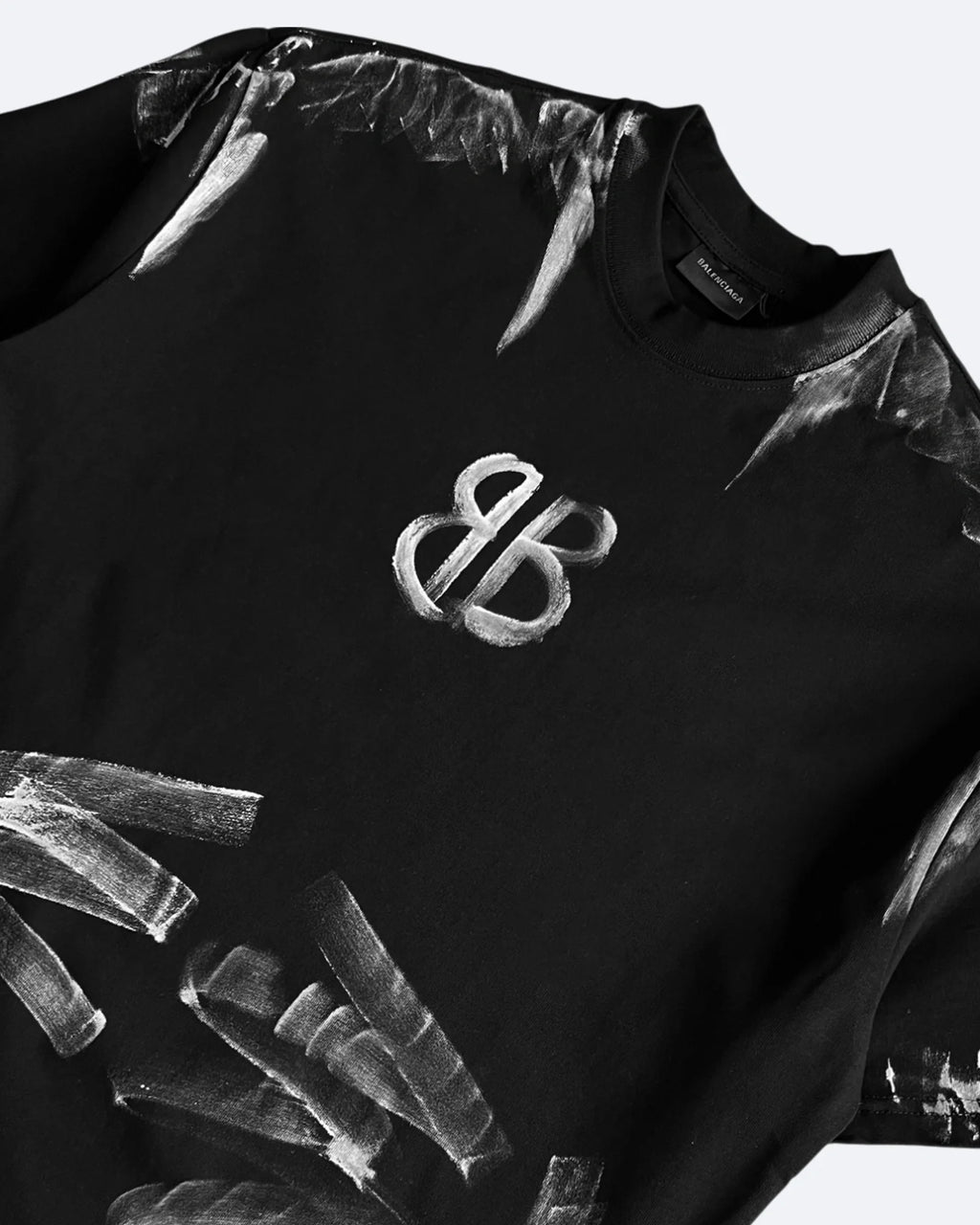 Balenciaga – Tričko s logem ve stylu štětce – Černé