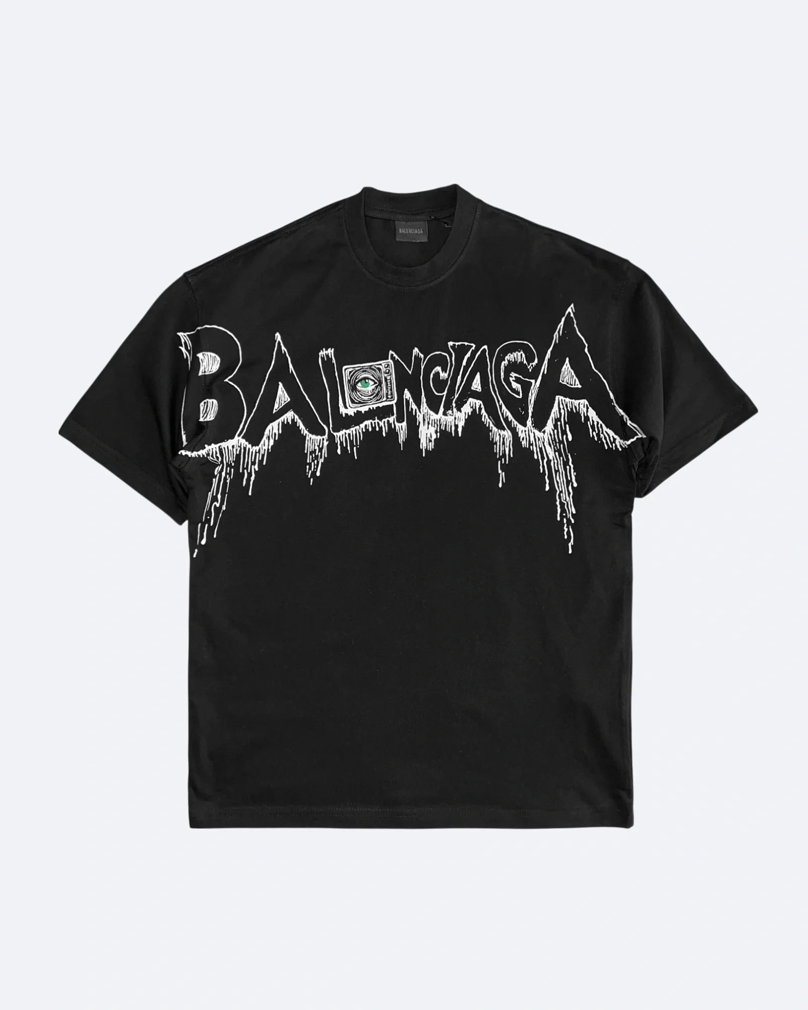Balenciaga – tričko Drip Logo Eye – černé