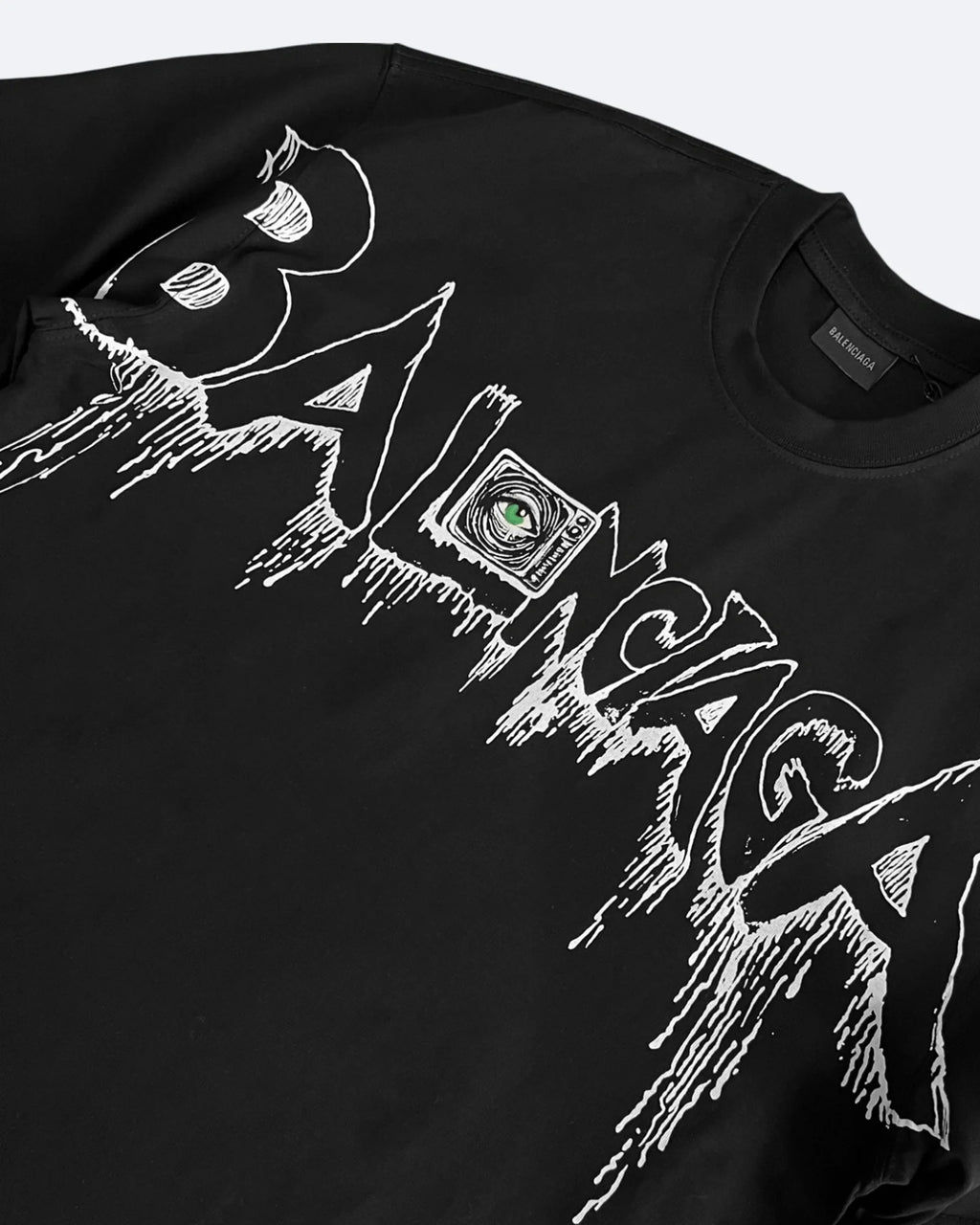 Balenciaga – tričko Drip Logo Eye – černé