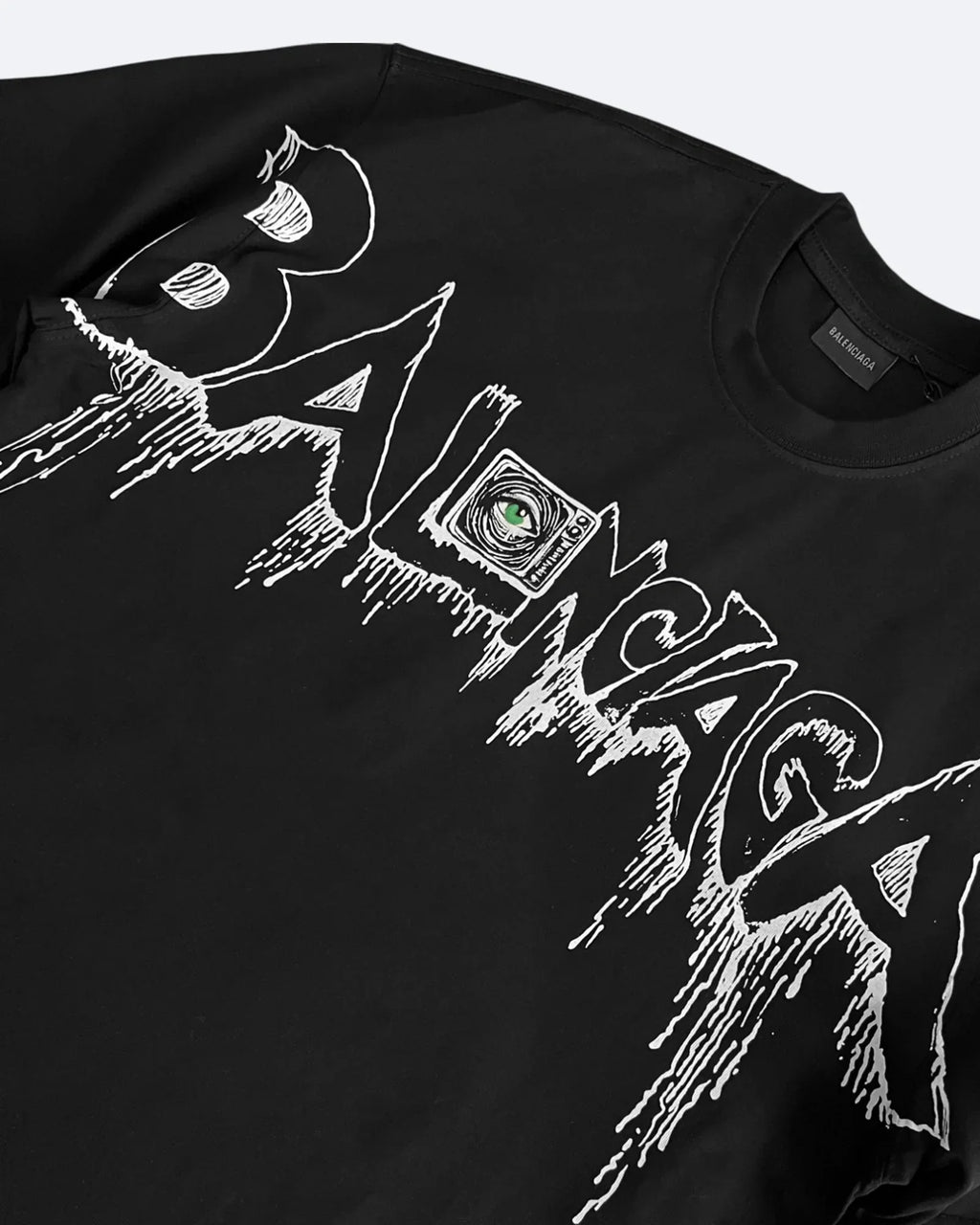 Balenciaga – tričko Drip Logo Eye – černé