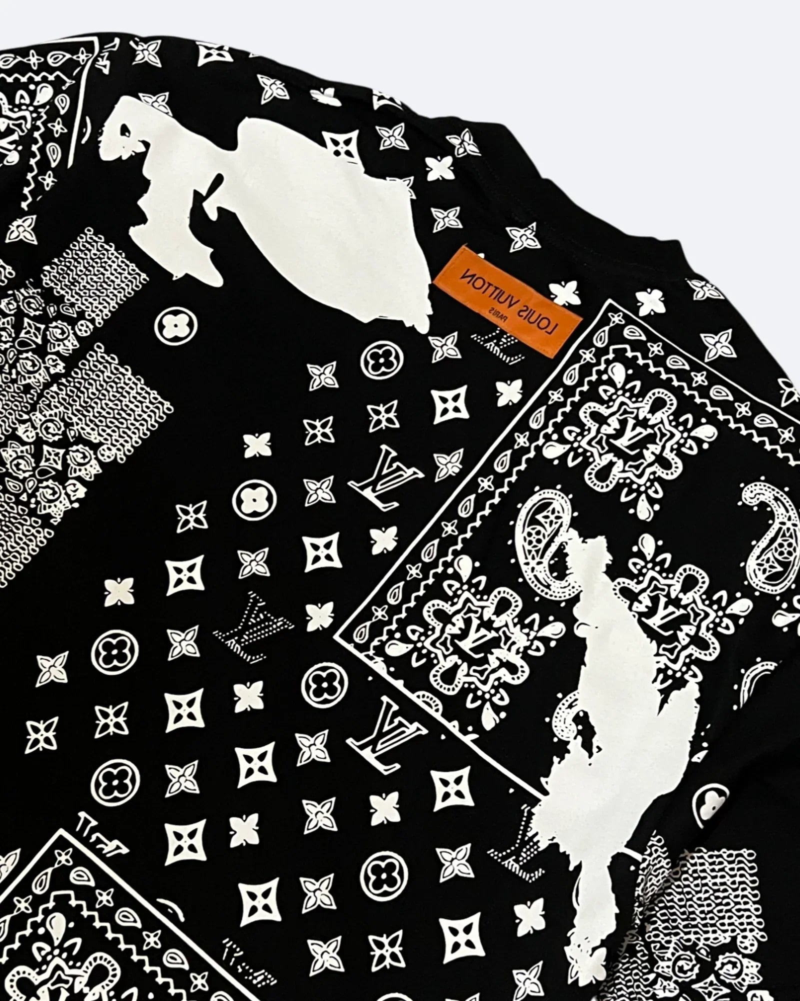 Louis Vuitton – tričko s šátkovým vzorem – černé