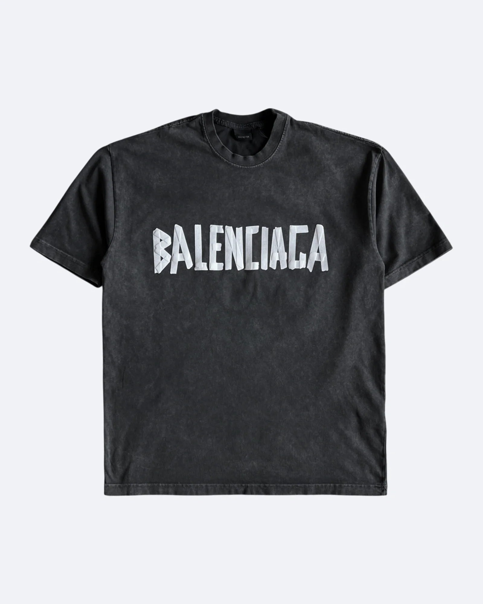 Balenciaga – Tričko s bílou páskou – Tmavě šedé