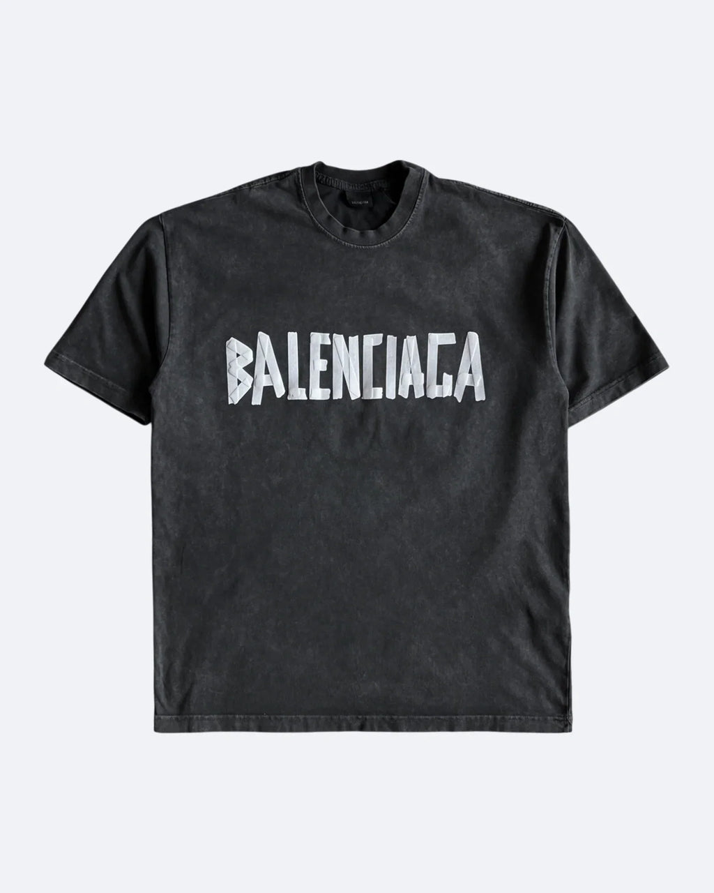 Balenciaga – Tričko s bílou páskou – Tmavě šedé