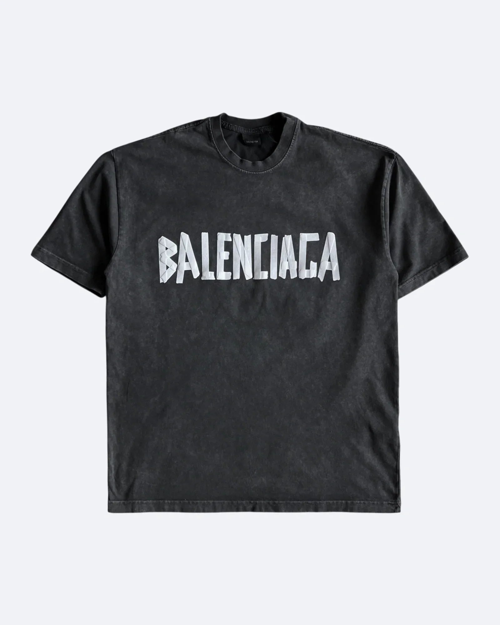 Balenciaga – Tričko s bílou páskou – Tmavě šedé