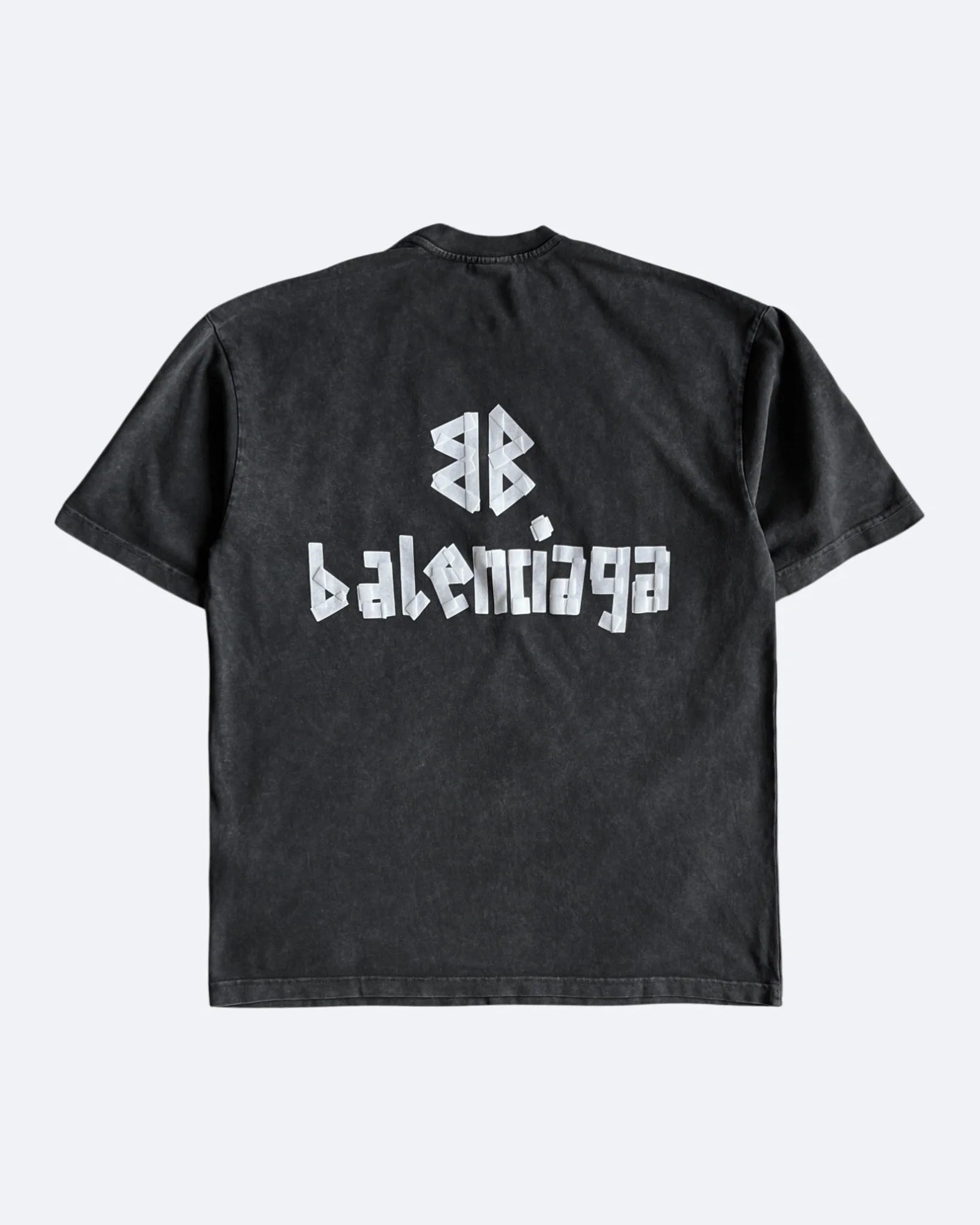 Balenciaga – Tričko s bílou páskou – Tmavě šedé