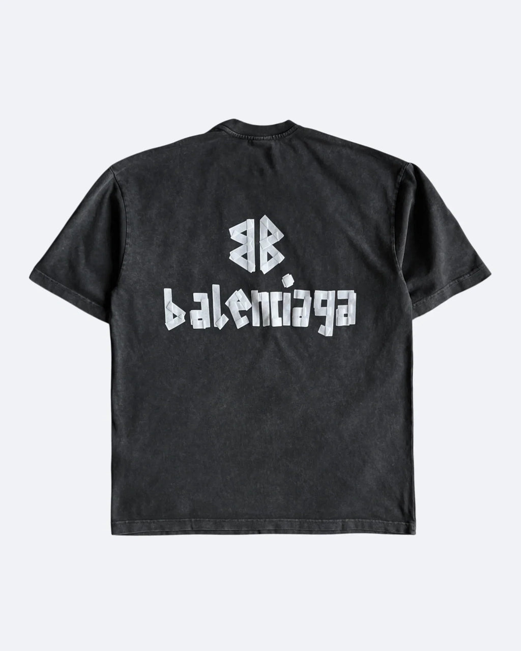 Balenciaga – Tričko s bílou páskou – Tmavě šedé