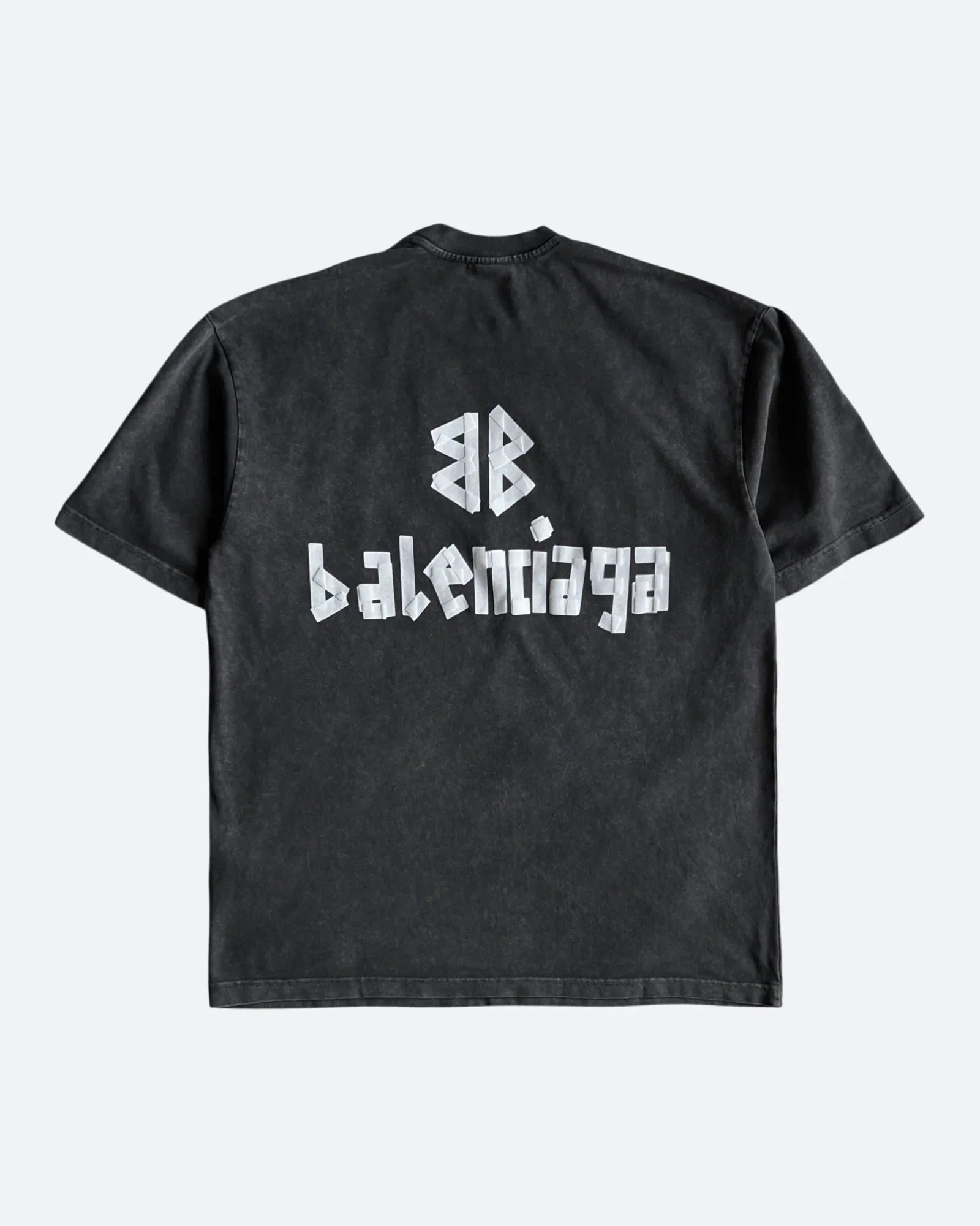 Balenciaga – Tričko s bílou páskou – Tmavě šedé