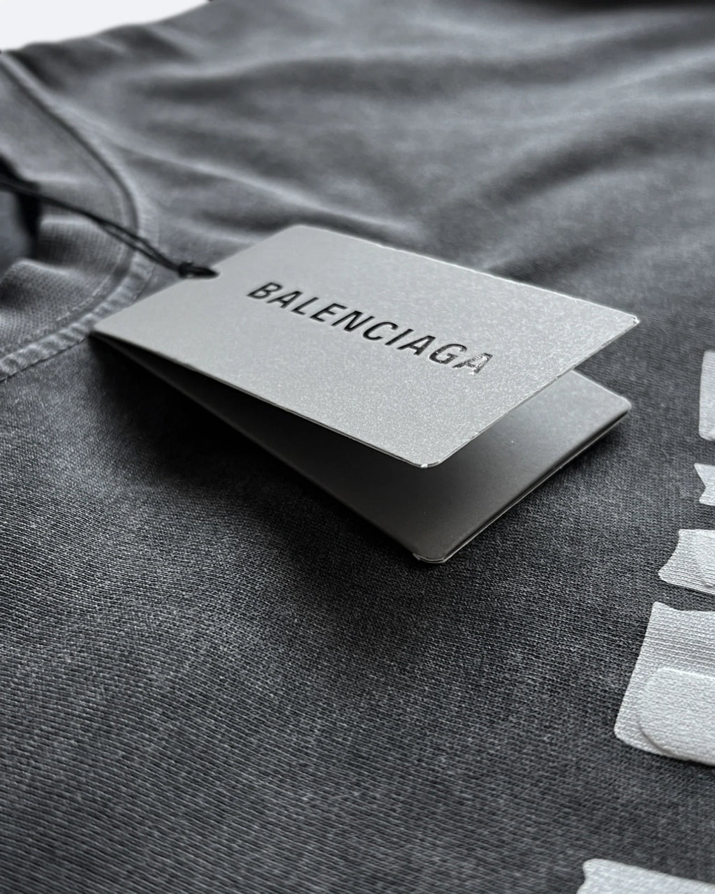 Balenciaga – Tričko s bílou páskou – Tmavě šedé
