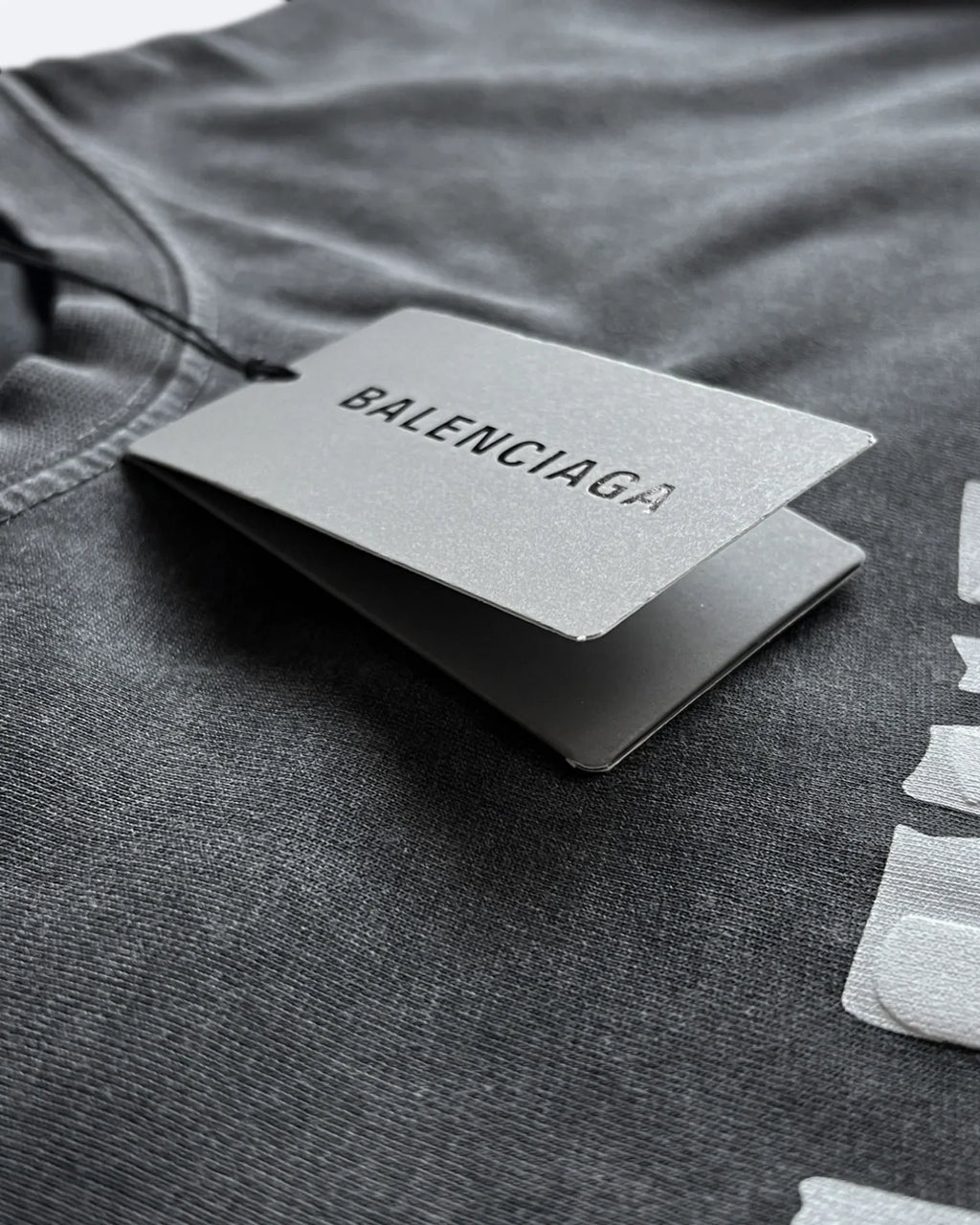 Balenciaga – Tričko s bílou páskou – Tmavě šedé