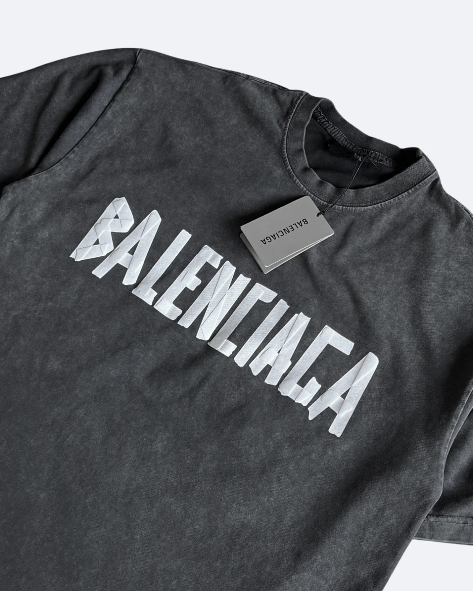 Balenciaga – Tričko s bílou páskou – Tmavě šedé
