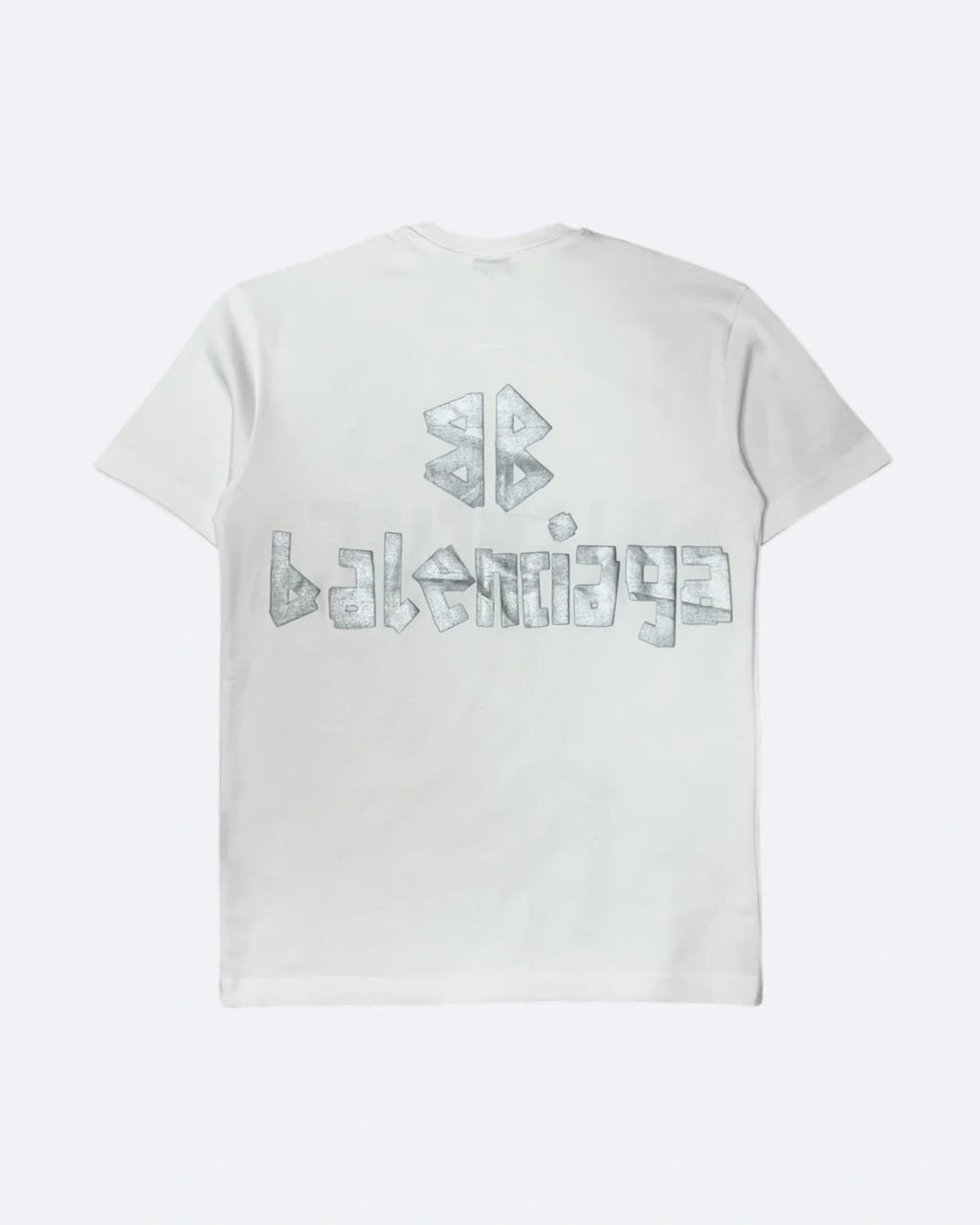 Balenciaga – stříbrné tričko s lepicí páskou – bílé