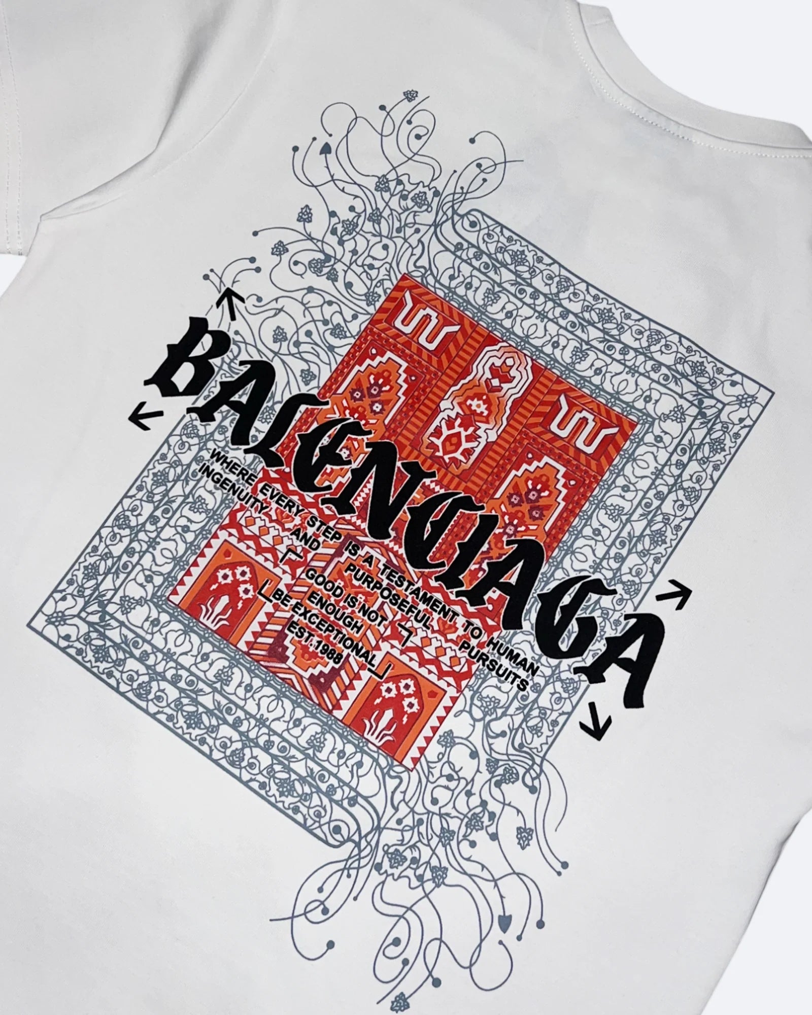 Balenciaga – Červené tričko Bandana – bílé