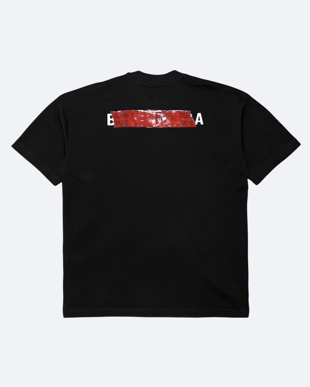 Balenciaga - Černé tričko s logem z červené pásky