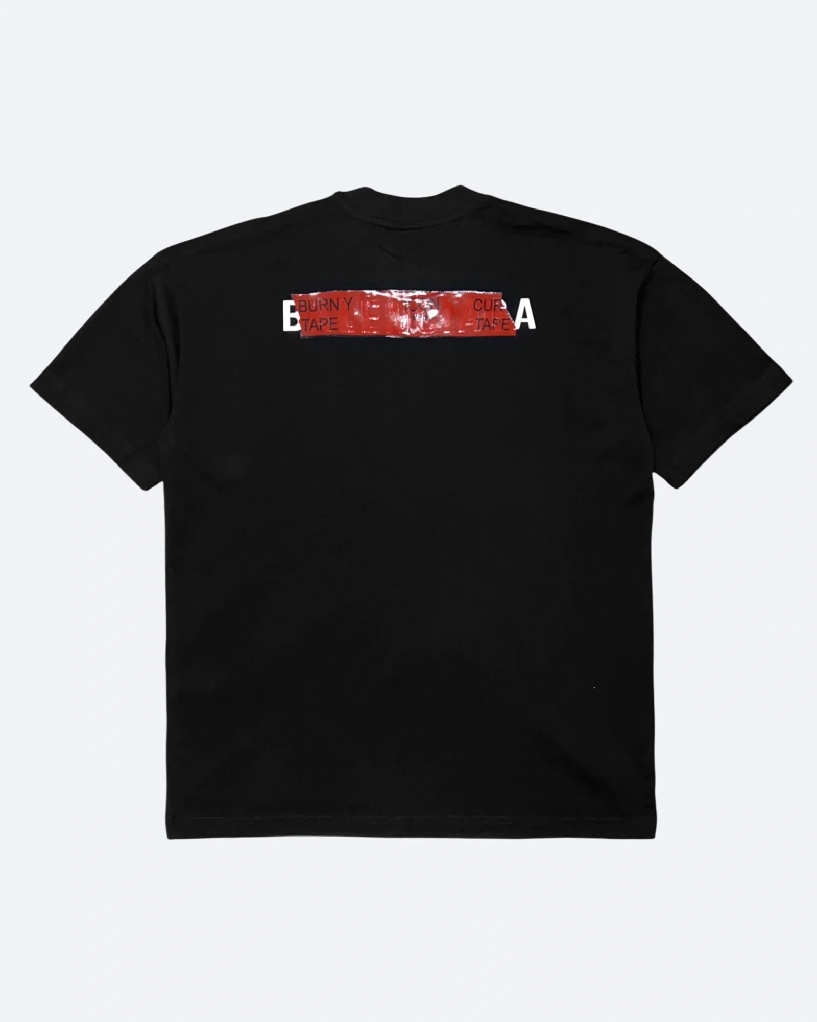 Balenciaga - Černé tričko s logem z červené pásky