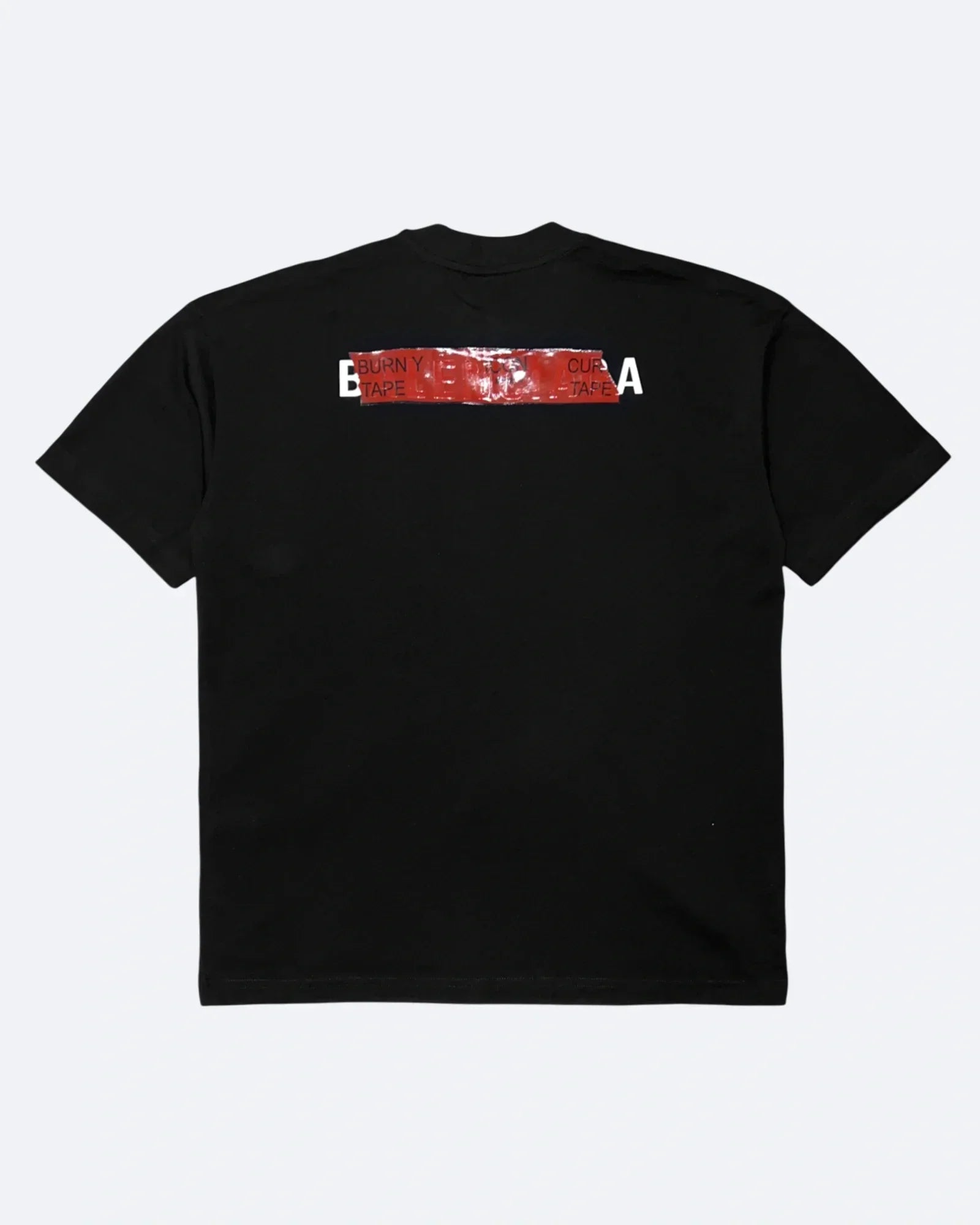 Balenciaga - Černé tričko s logem z červené pásky