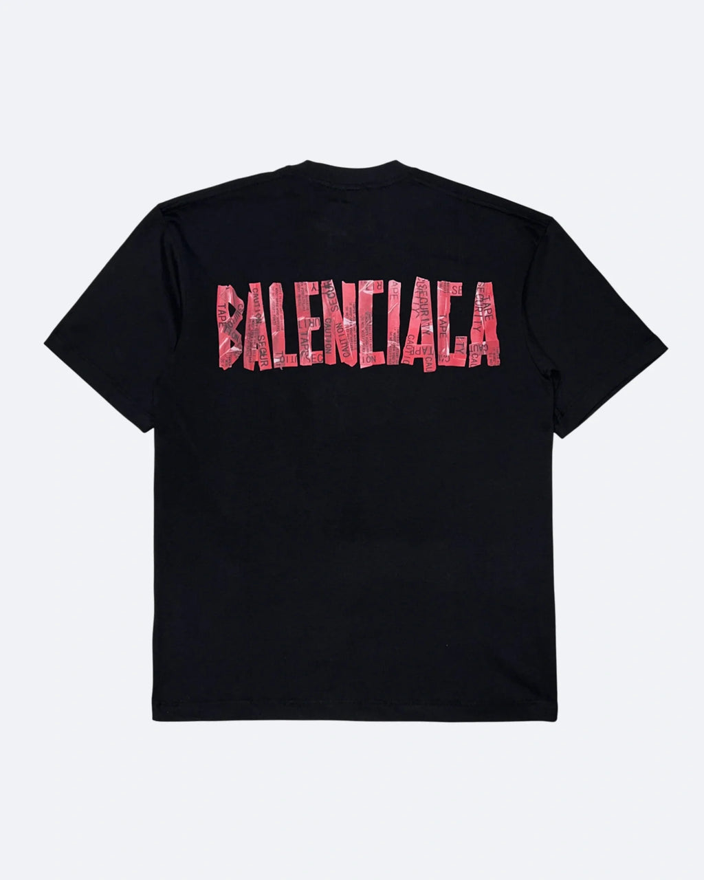 Balenciaga - červené tričko s výstražnou páskou - černé