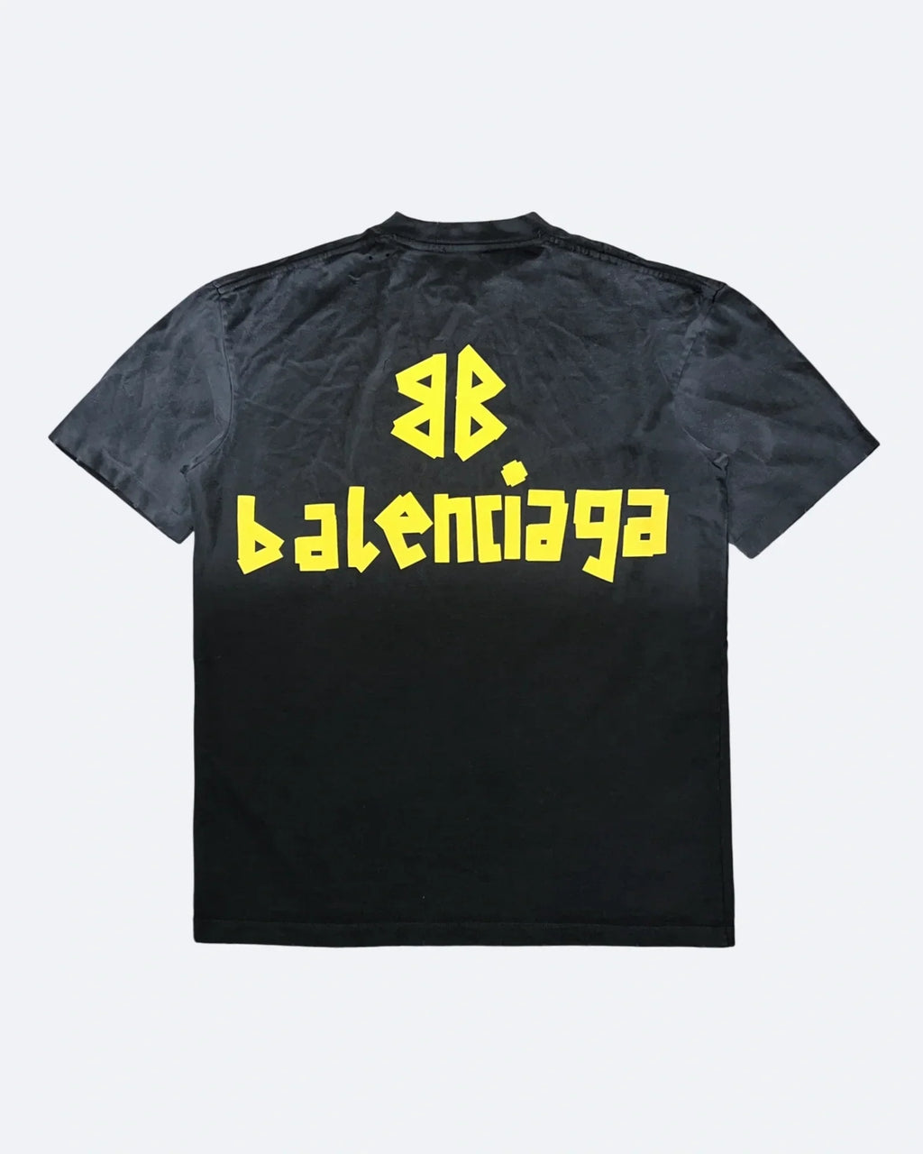 Balenciaga – tričko Yellow Tape Distressed – sepraná černá