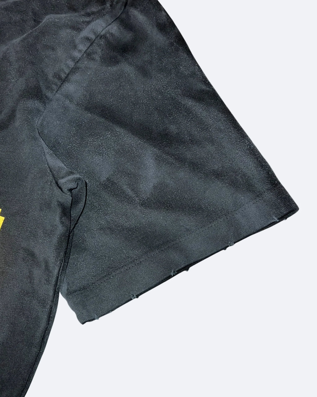 Balenciaga – tričko Yellow Tape Distressed – sepraná černá