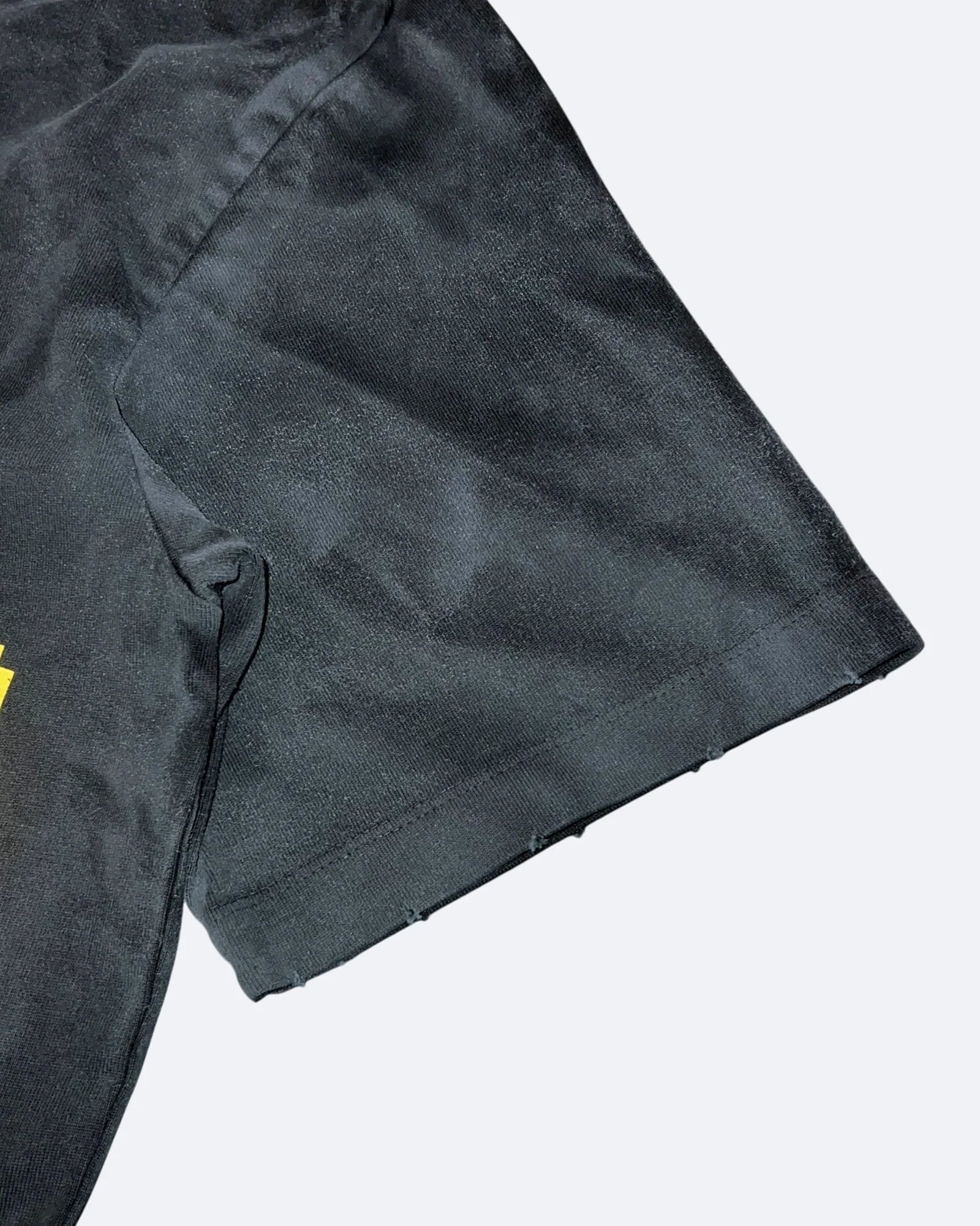 Balenciaga – tričko Yellow Tape Distressed – sepraná černá