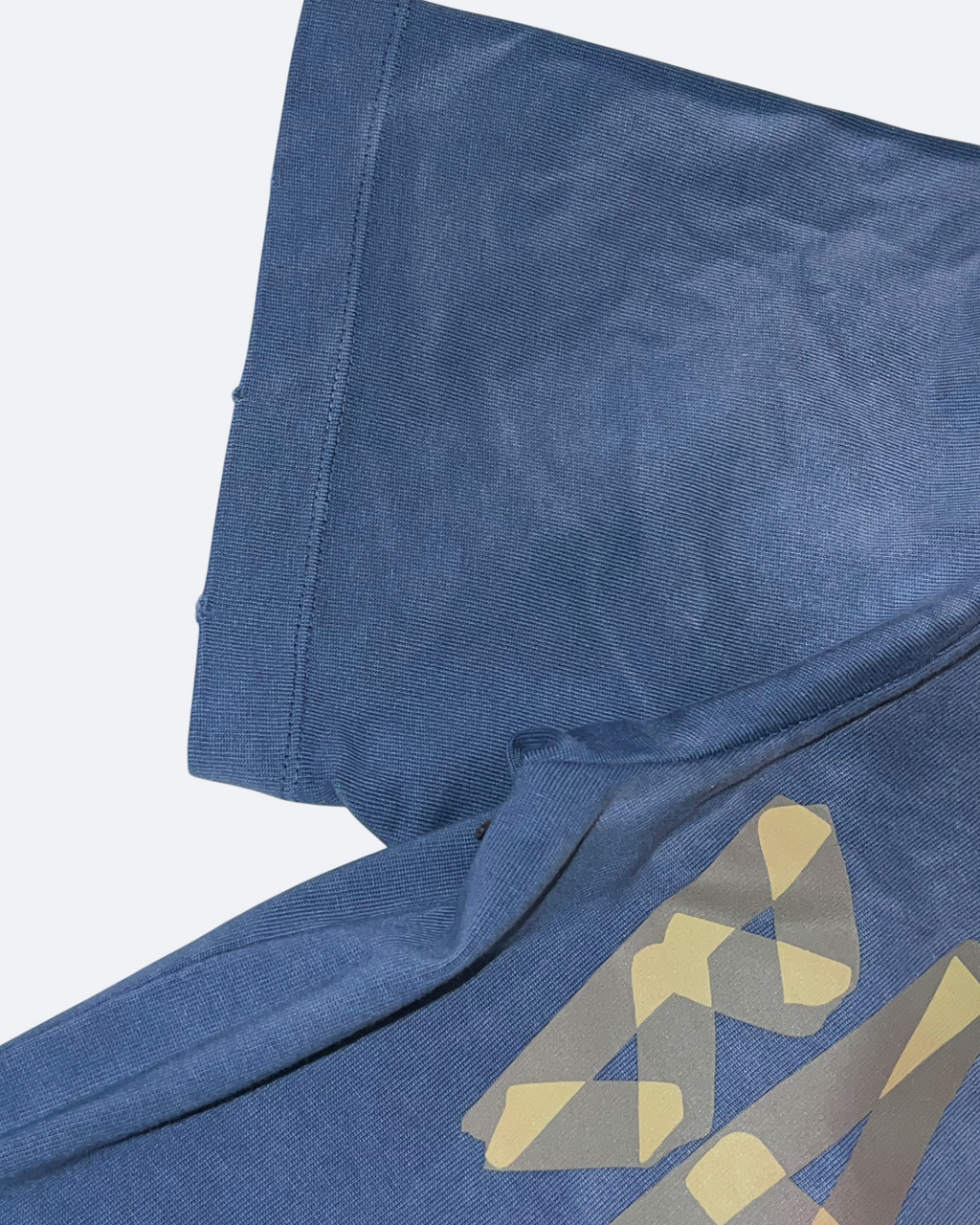 Balenciaga – Tričko Yellow Tape Distressed – sepraná modrá