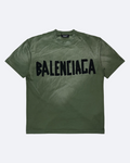 Balenciaga – Tričko s dírami a černou páskou – Zelené
