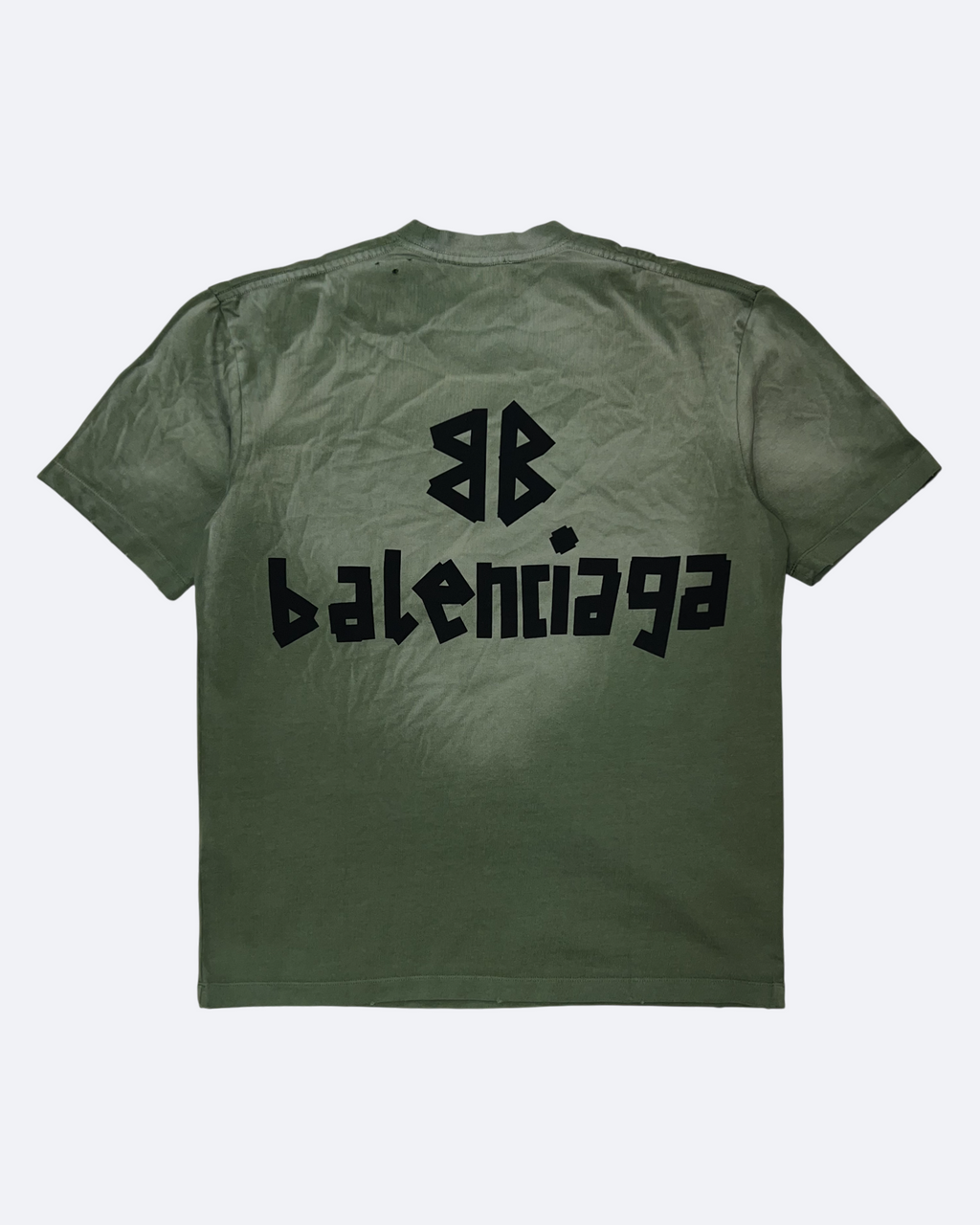 Balenciaga – Tričko s dírami a černou páskou – Zelené