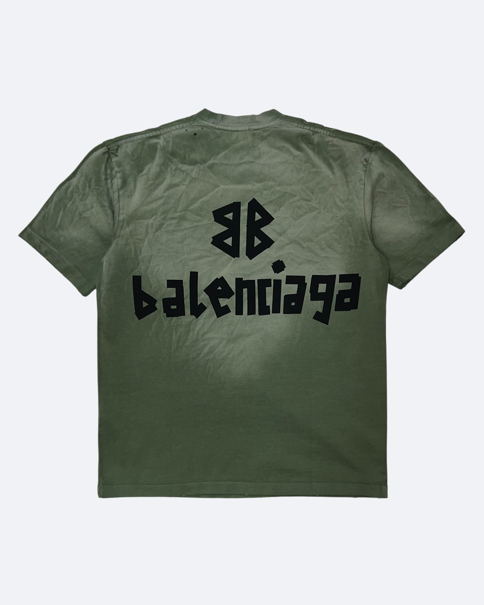Balenciaga – Tričko s dírami a černou páskou – Zelené