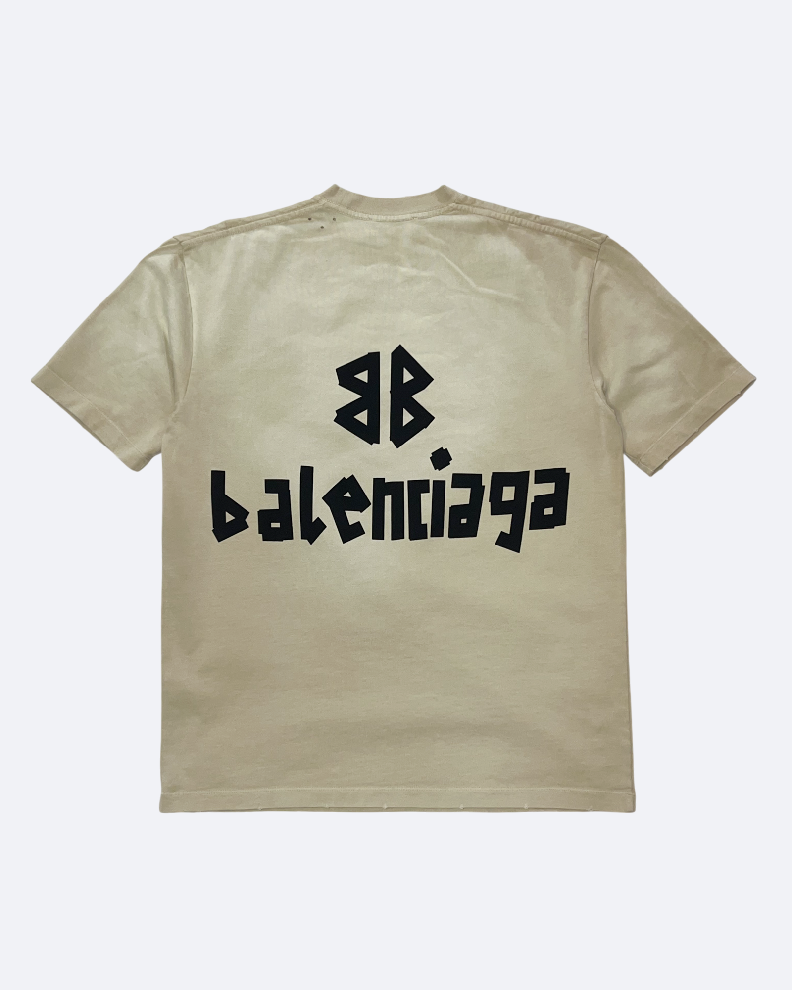 Balenciaga – Zničené tričko s černou páskou – krémové