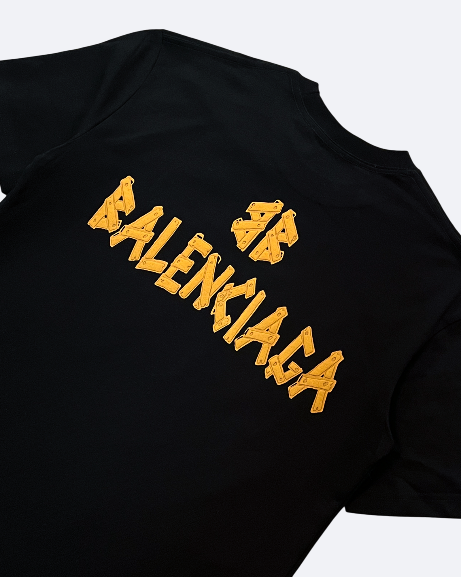 Balenciaga – Žluté tričko s logem Plank – Černé