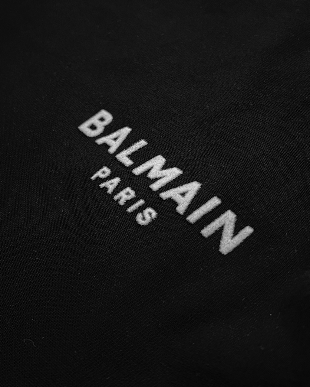 Balmain - Tričko s chlupatým logem - Černá