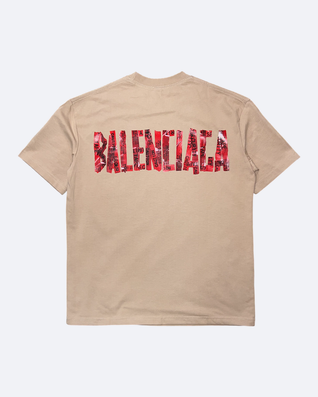 Balenciaga - Tričko Red Caution Tape - Béžové