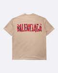 Balenciaga - Tričko Red Caution Tape - Béžové