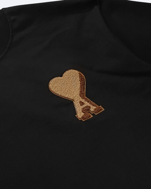 AMI - Tričko Brown College Heart - Černé