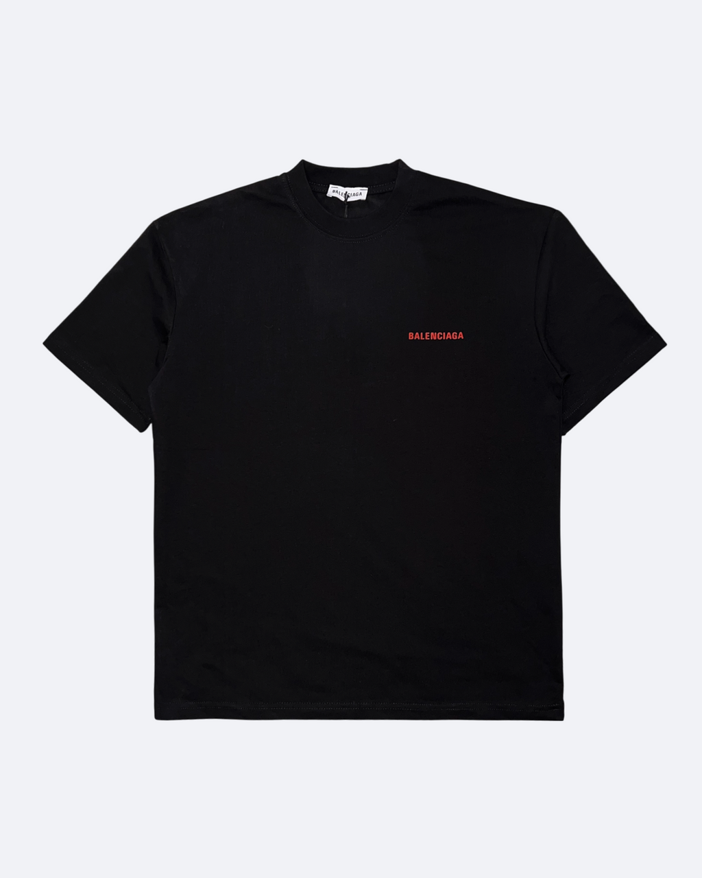 Balenciaga - červené tričko s výstražnou páskou - černé