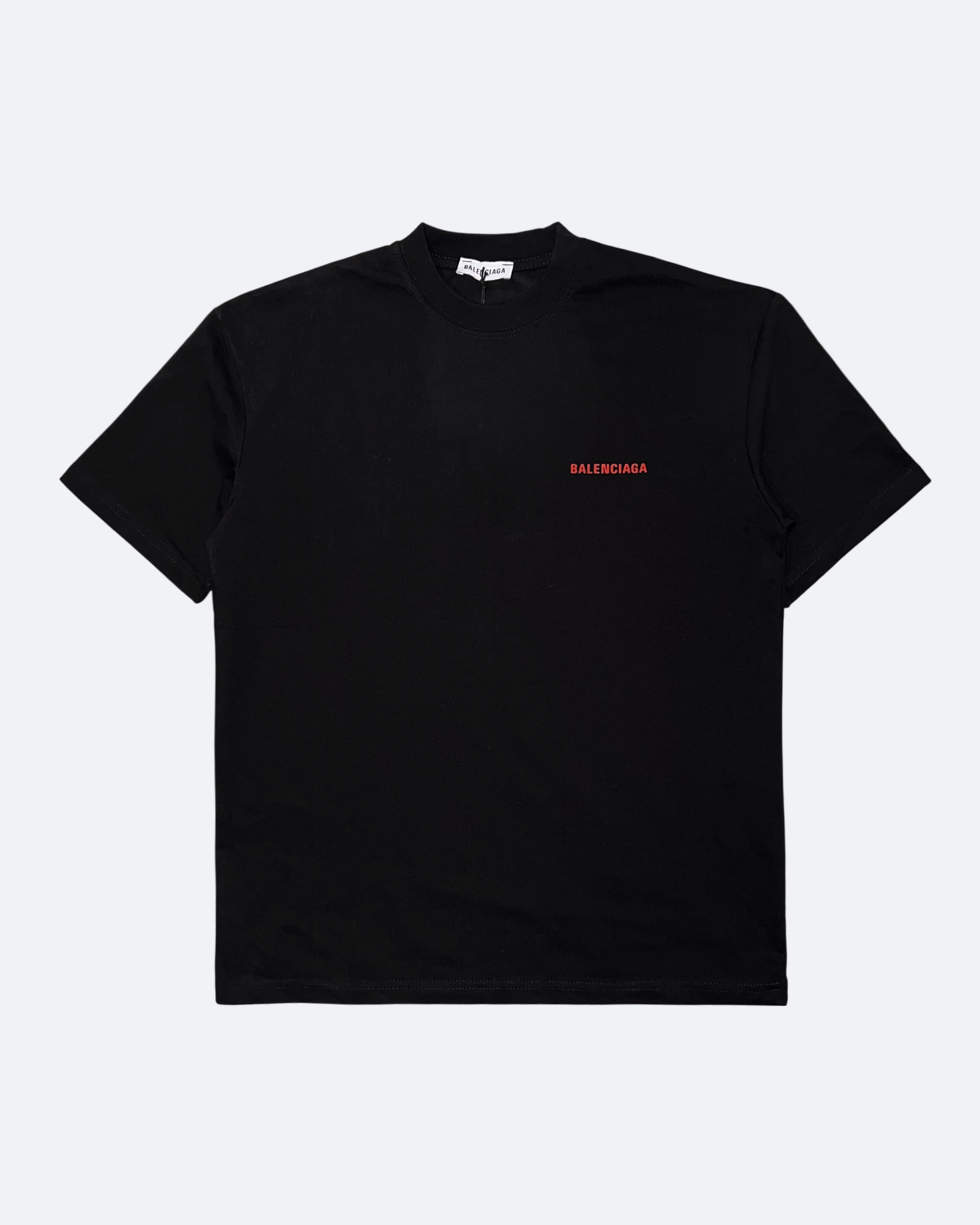 Balenciaga - červené tričko s výstražnou páskou - černé