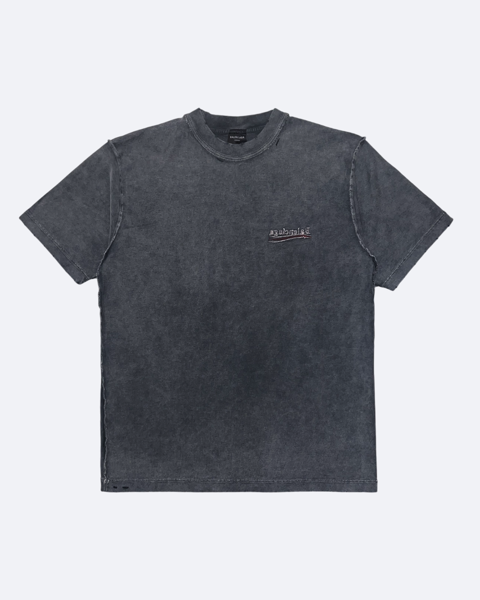 Balenciaga – tričko s obrácenou výšivkou – tmavě šedá