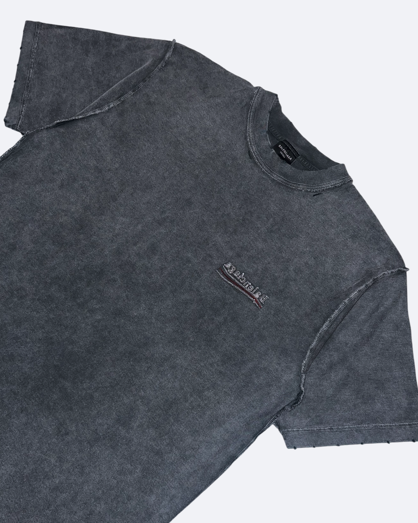 Balenciaga – tričko s obrácenou výšivkou – tmavě šedá