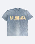 Balenciaga - Tričko se žlutou páskou - Sepraná modrá