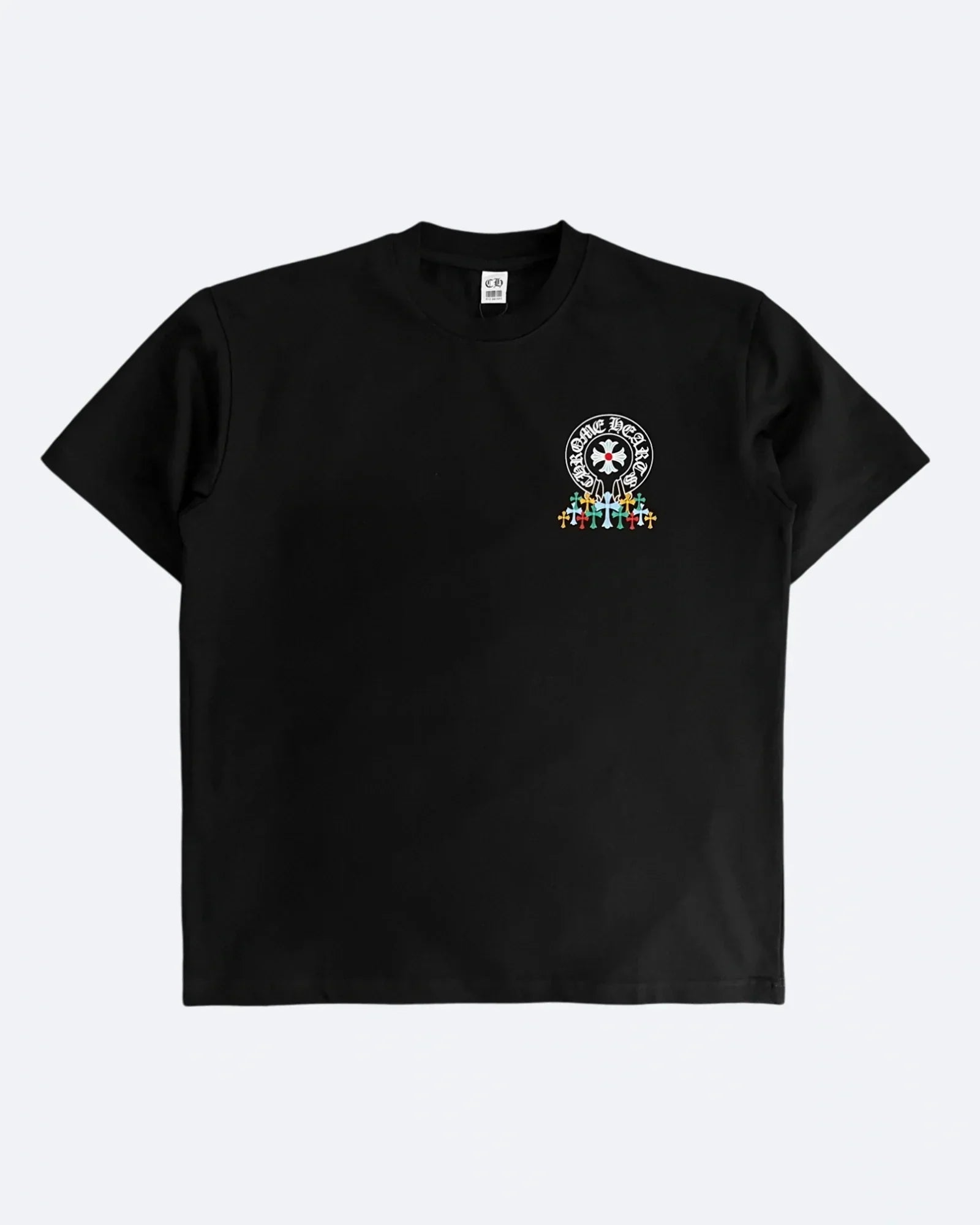 Chrome Hearts - Oversized tričko s vícebarevnými kříži - černé
