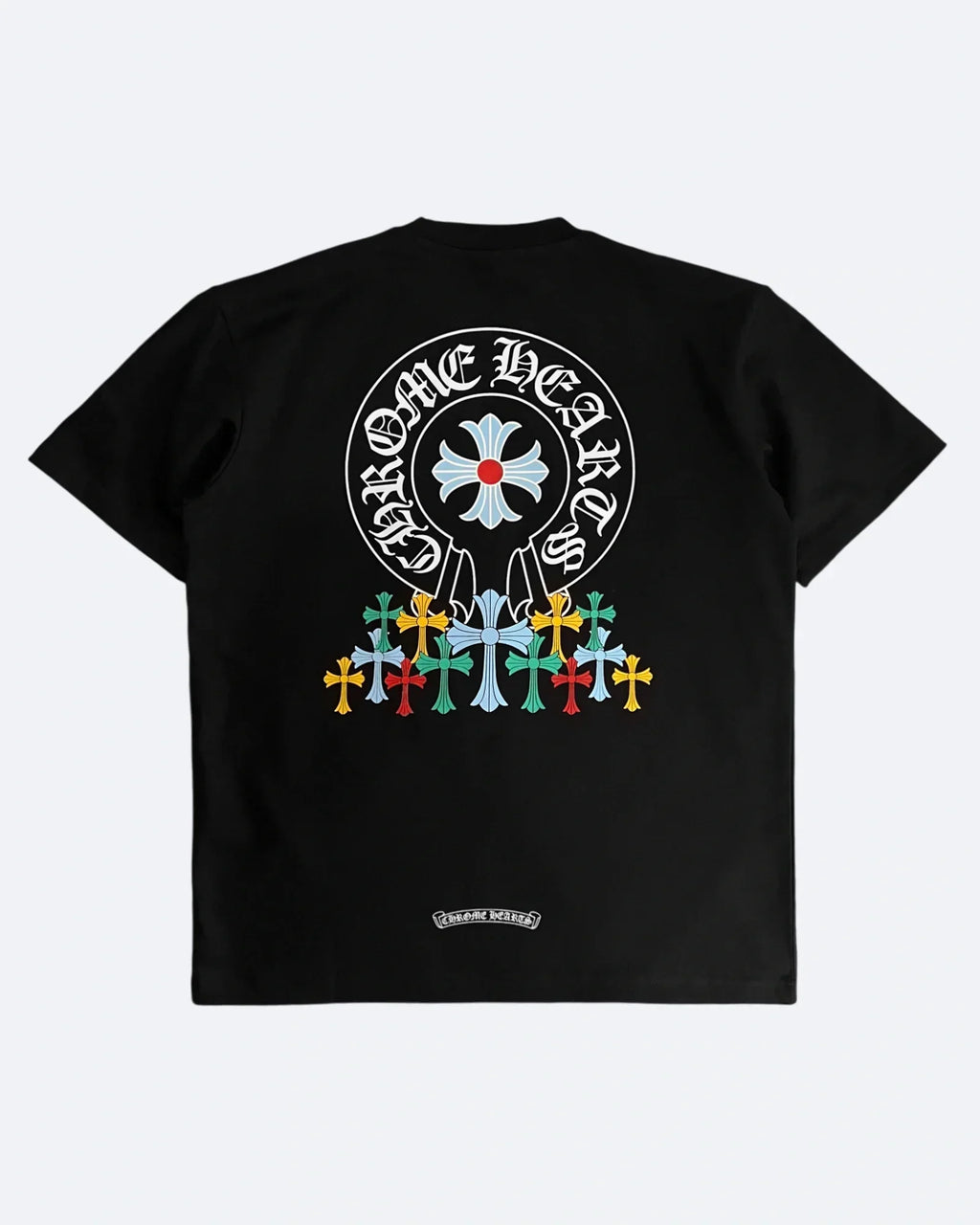 Chrome Hearts - Oversized tričko s vícebarevnými kříži - černé