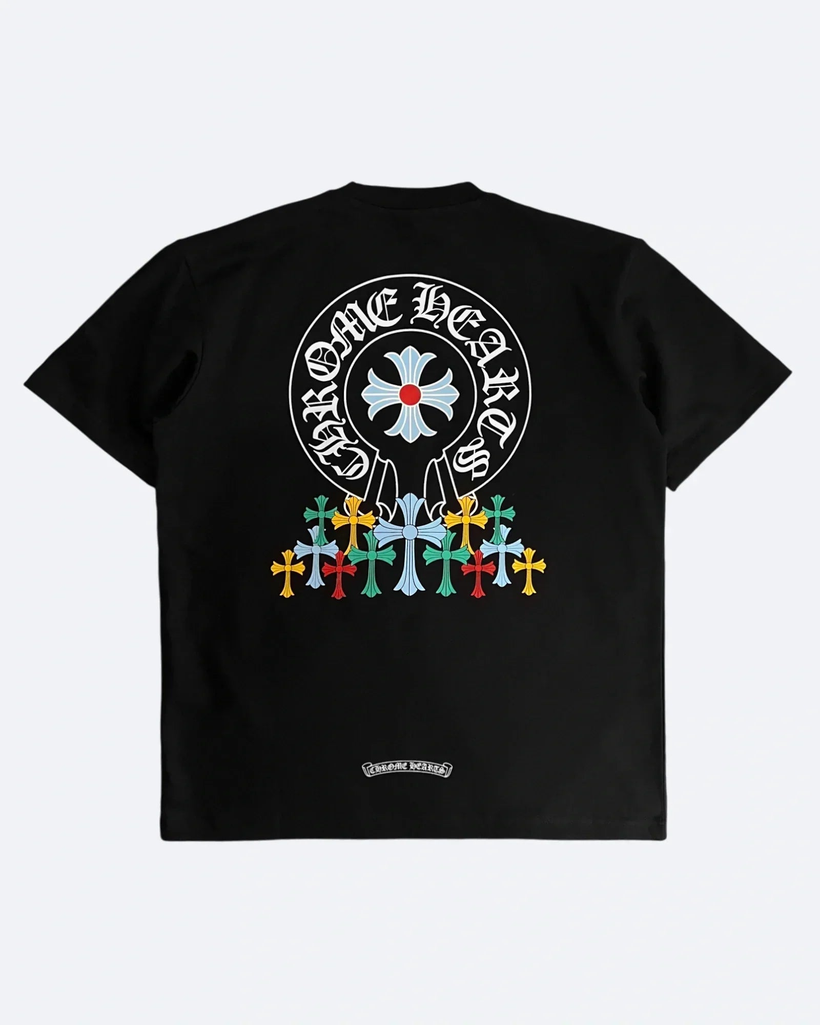 Chrome Hearts - Oversized tričko s vícebarevnými kříži - černé