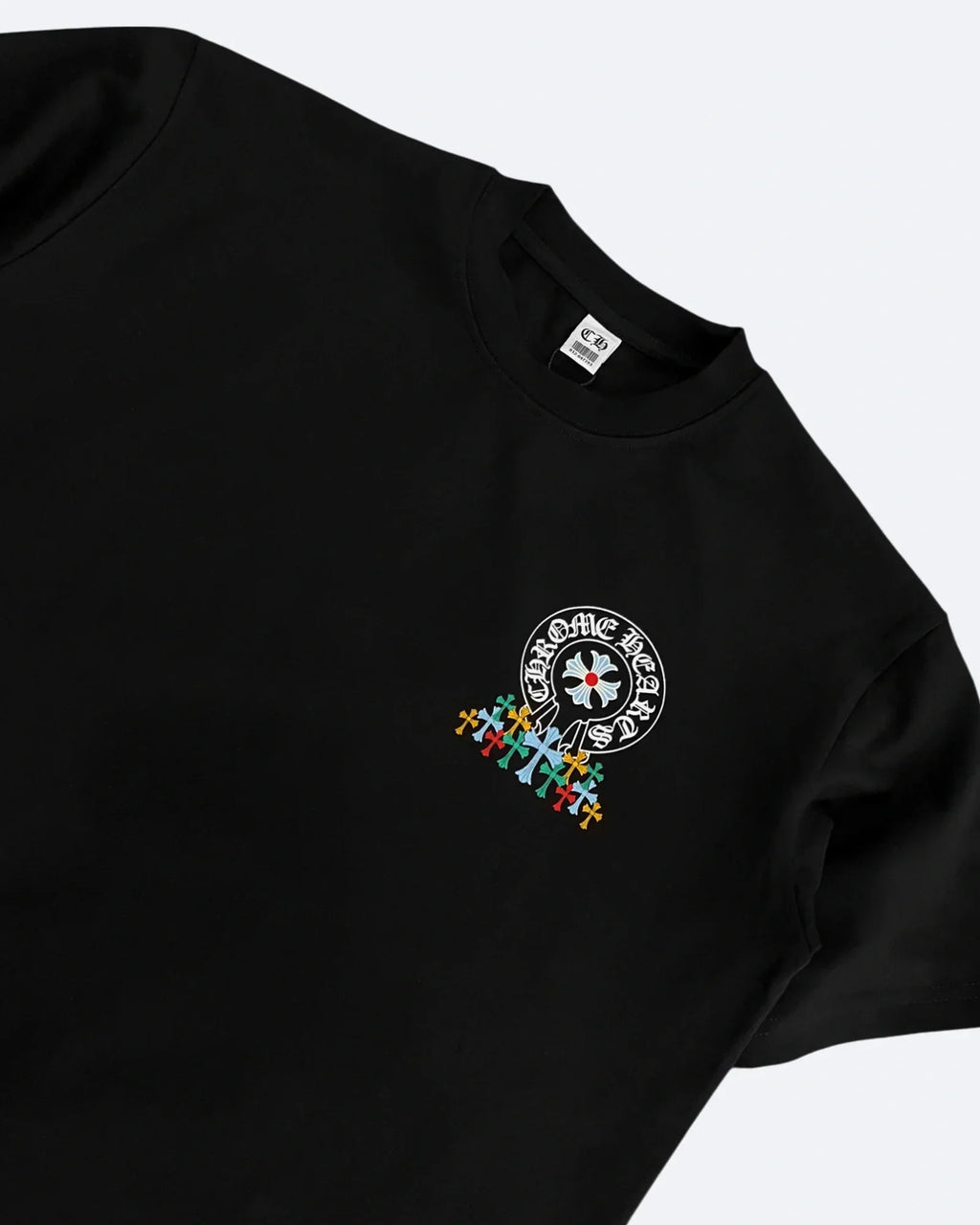 Chrome Hearts - Oversized tričko s vícebarevnými kříži - černé