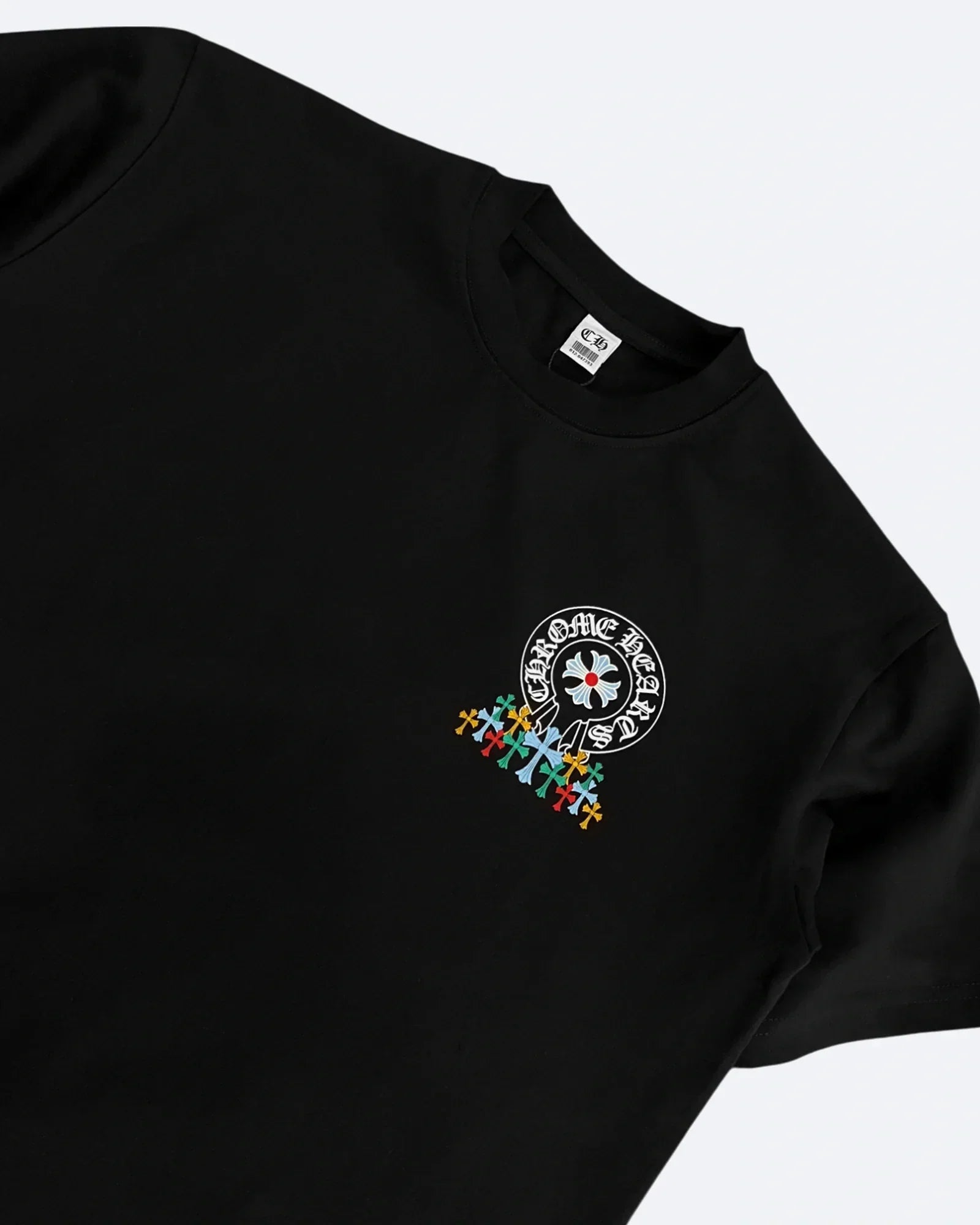 Chrome Hearts - Oversized tričko s vícebarevnými kříži - černé